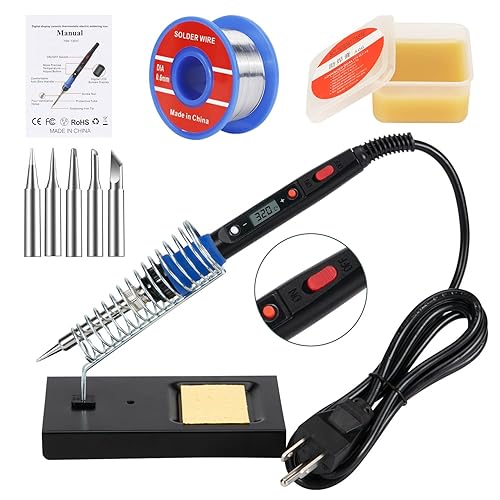 Soldering Iron Kit, 80W 110V LCD Digital Welding Tools, 356-896℉(180-480℃), Portable Adjustable Temperature Solder Irons, for Metal, Jewelry, Electric Repairing, DIY