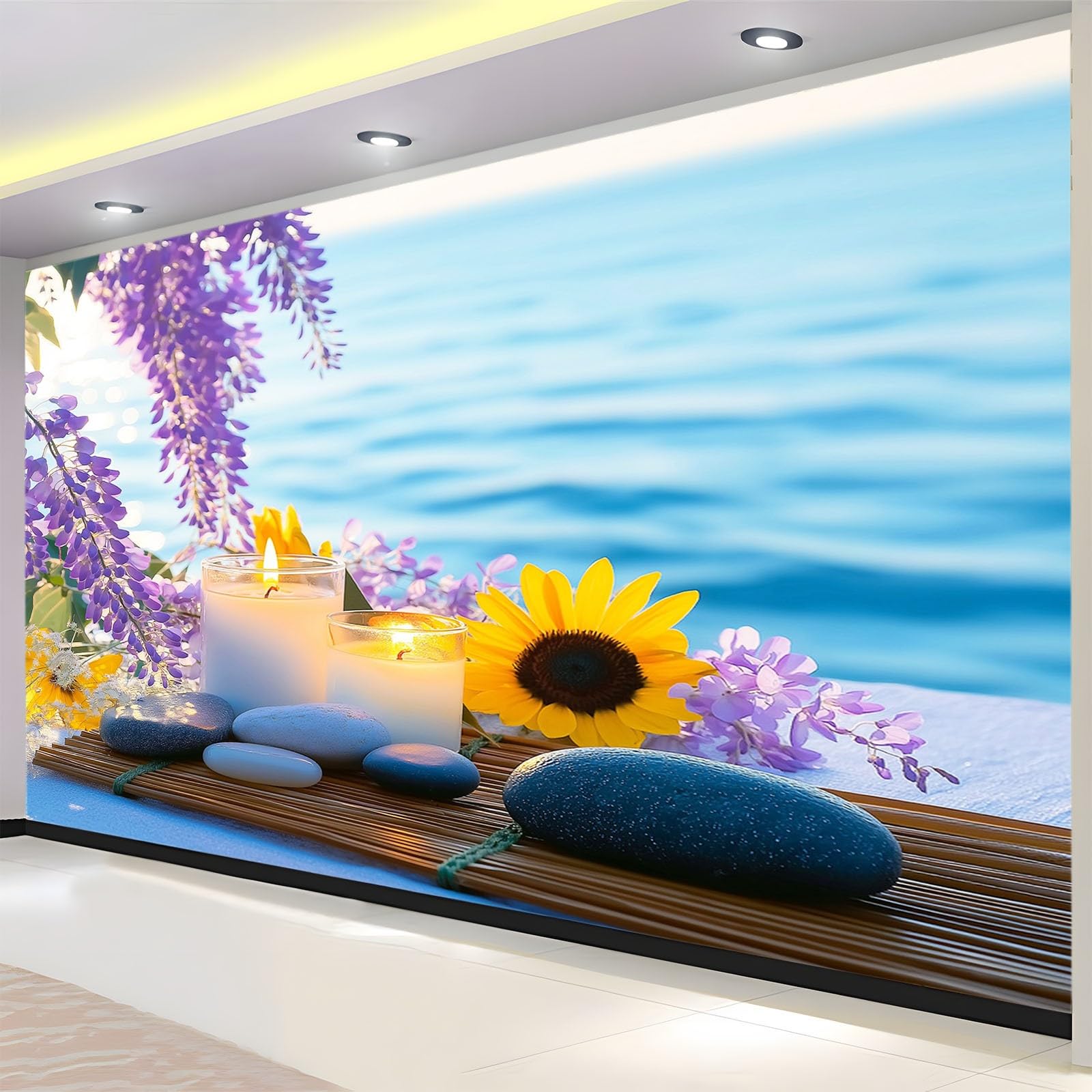 Carta da Parati Fotografica Candela Artistica Per La Meditazione, Meditazione Arte Murales Fotografici, Carta da Parati per Soggiorno 250 x 175 cm (L x A), Decorazione da Parete per Camera da Letto