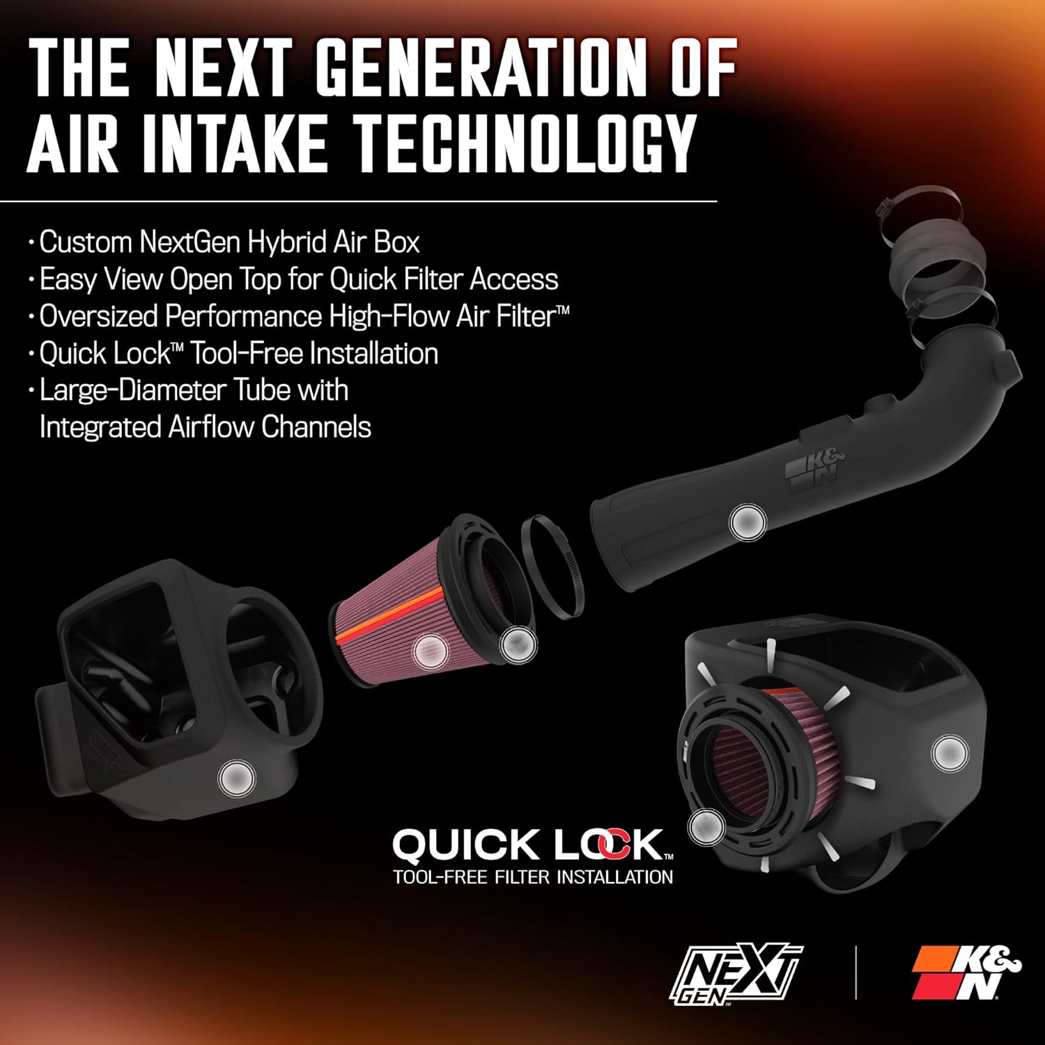 K&N NextGen Cold Air Intake System: High-Flow Cotton Filter: Compatible with 2014-2020 CADILLAC/CHEVRLOET/GMC Escalade; Silverado 1500; Suburban; Tahoe; Sierra 1500; Yukon; Yukon XL; 50-3082