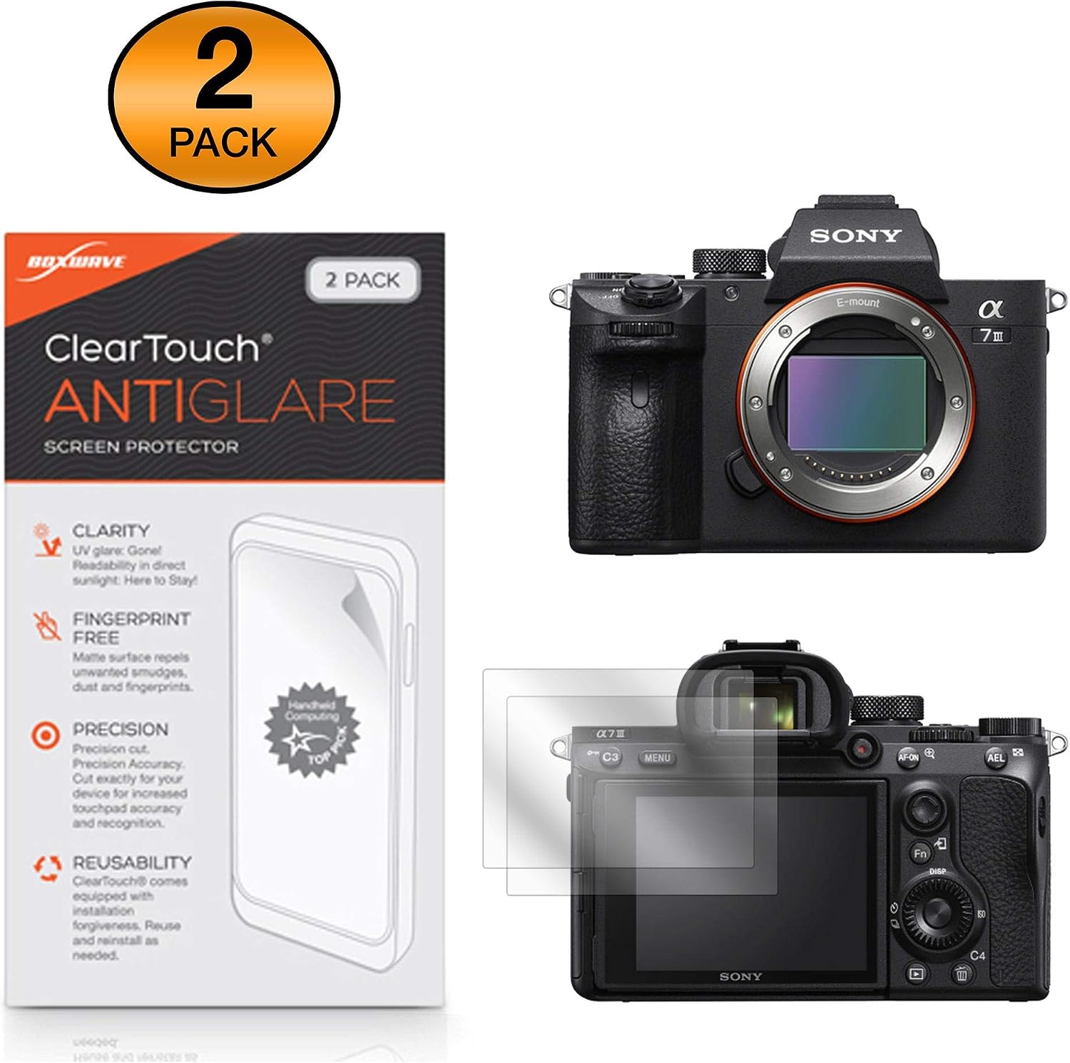 BoxWave Screen Protector Compatible with Sony Alpha a7 Mark III - ClearTouch Anti-Glare (2-Pack), Anti-Fingerprint Matte Film Skin image 2