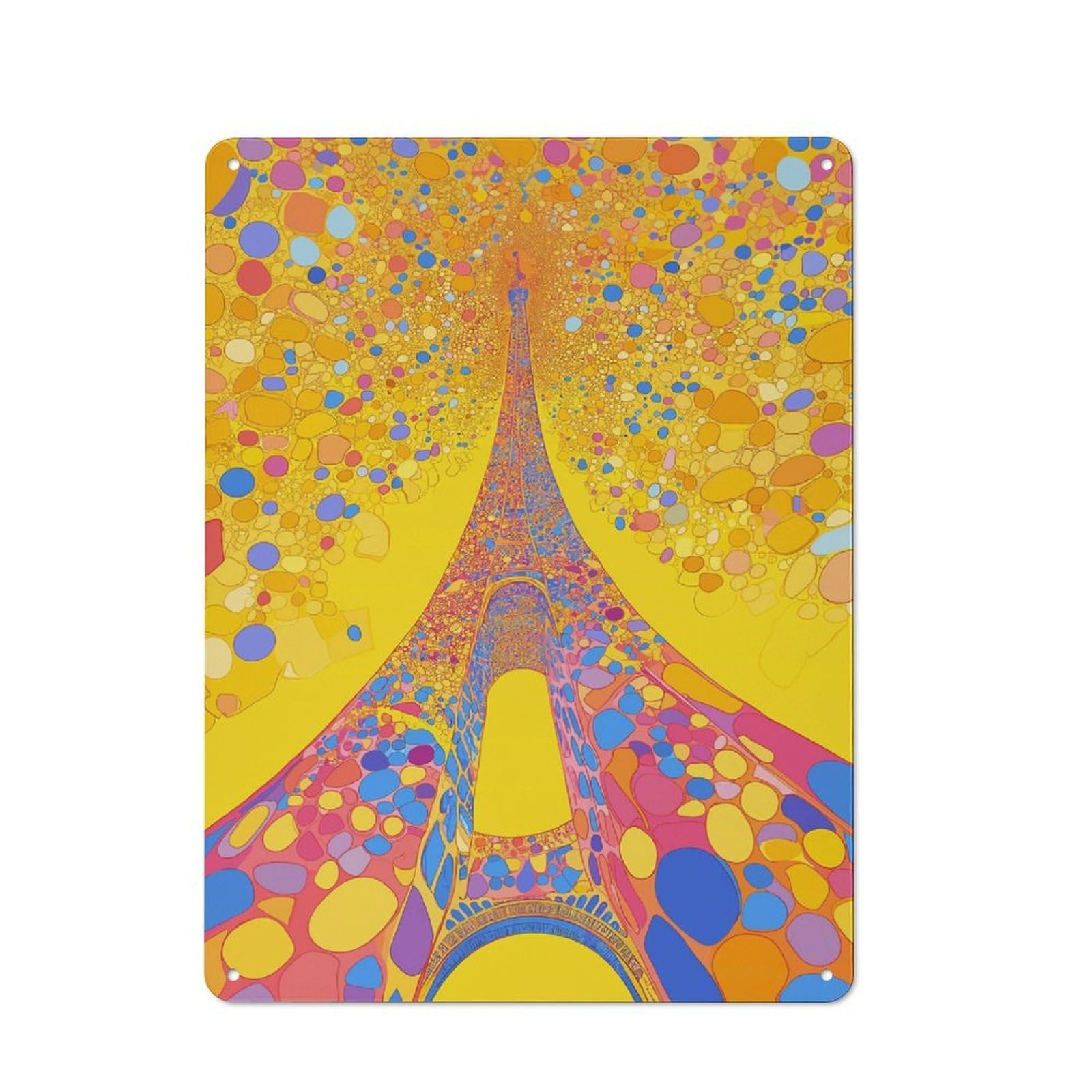 Junmoney Style-1 Eiffel Tower Abstract Pop Art Tin Sign 40X30cm For Workshop Wall, Vintage Wall Decor, For Metal Sign Collectors, For Garage And Workshop Walls