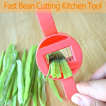 2Pcs Runner Bean Slicer, Runner Bean Slicer and Stringer UK, Cabbage Shredder Sharp and Efficient Kitchen Slicing Tool, Benriner Mandoline for Stringing Cutter Fast Bean Cutting