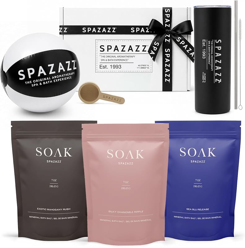 Spazazz Conjunto para Banho com Sais Minerais e Acessórios, 3 Variedades de 198 g