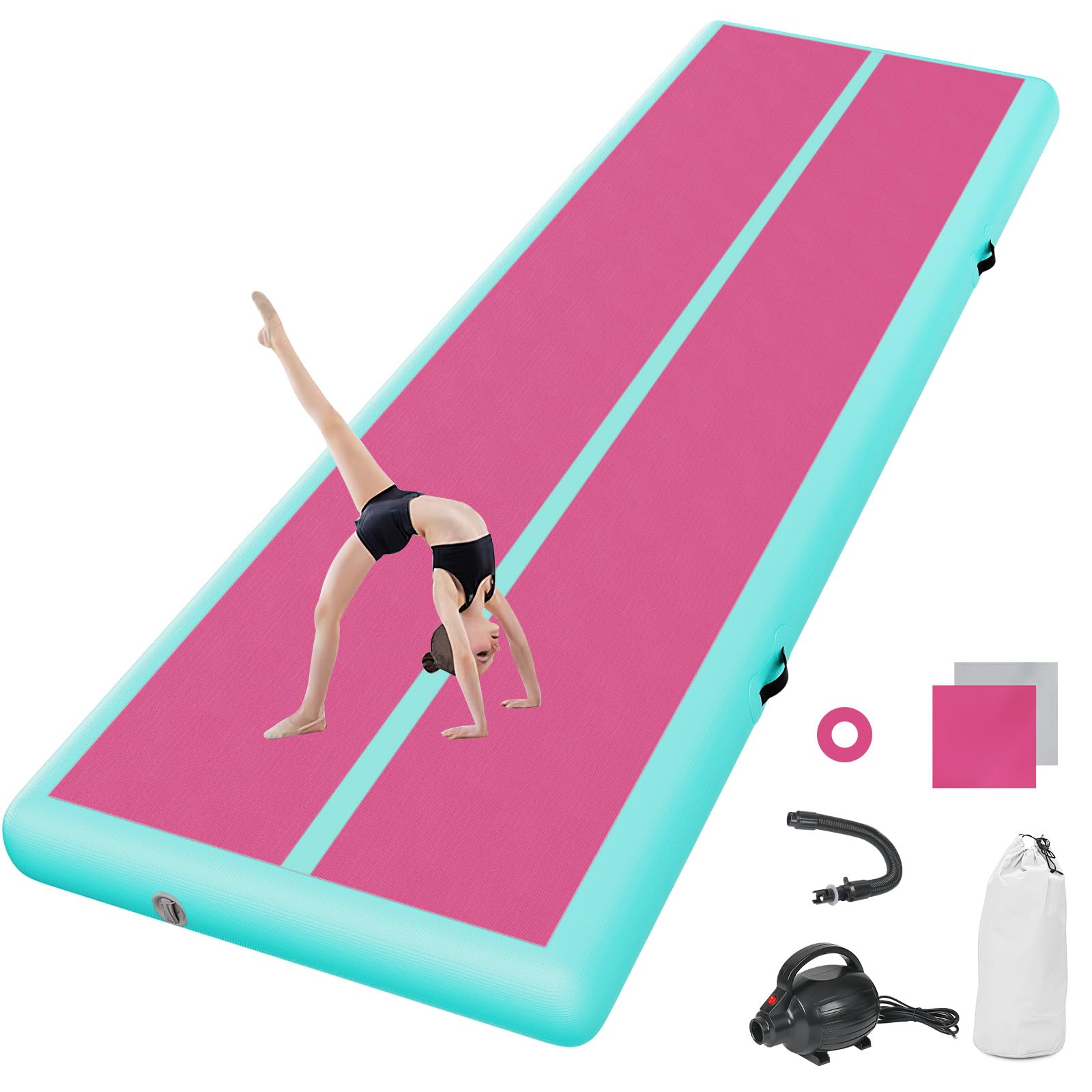 tapis de gymnastique 20cm Haut Tapis Entraînement epais 3 M Tapis de Gym Gonflable Piste Gonflable Gymnastique Tumbling Gymnastique avec Pomp a air