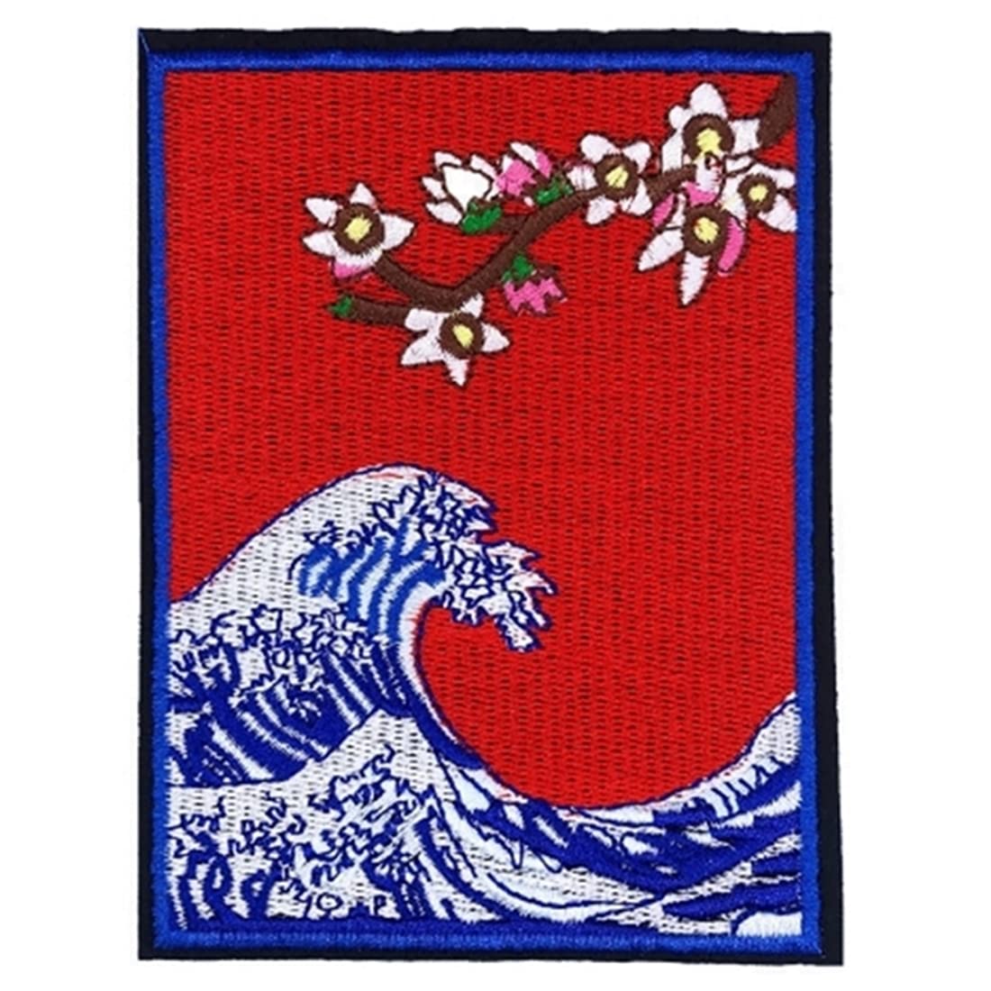 Amazon.co.jp: ワッペン 和柄 梅 ＆ 波間 アイロン接着 刺繍