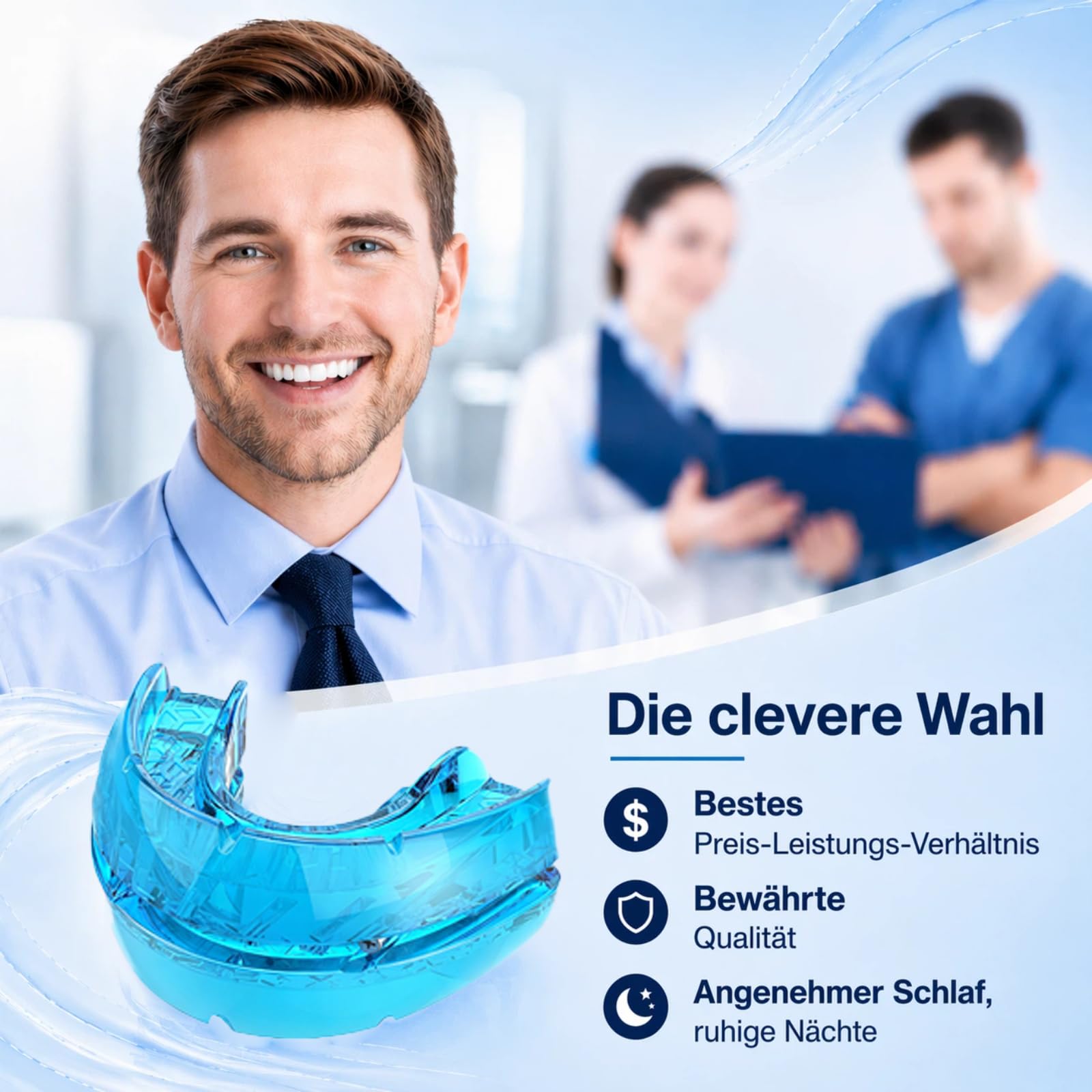 Schnarchstopper Anti Schnarch, Schnarchschiene gegen Schnarchen, Reduziert Zähneknirschen, Verbessert den Schlaf für Männer und Frauen (Blau)