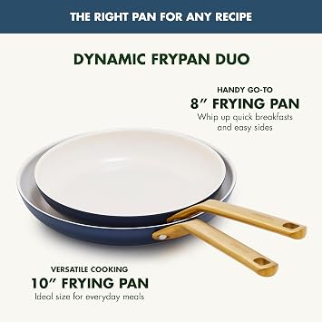 GreenPan Nonstick Reserve Pro 10 & 12 Frying Pan Set, NSF Certified Ceramic, Hard Anodized PFAS-Free Skillets, Stainless Steel Handles, Oven & Dishwasher Safe, Twilight Blue