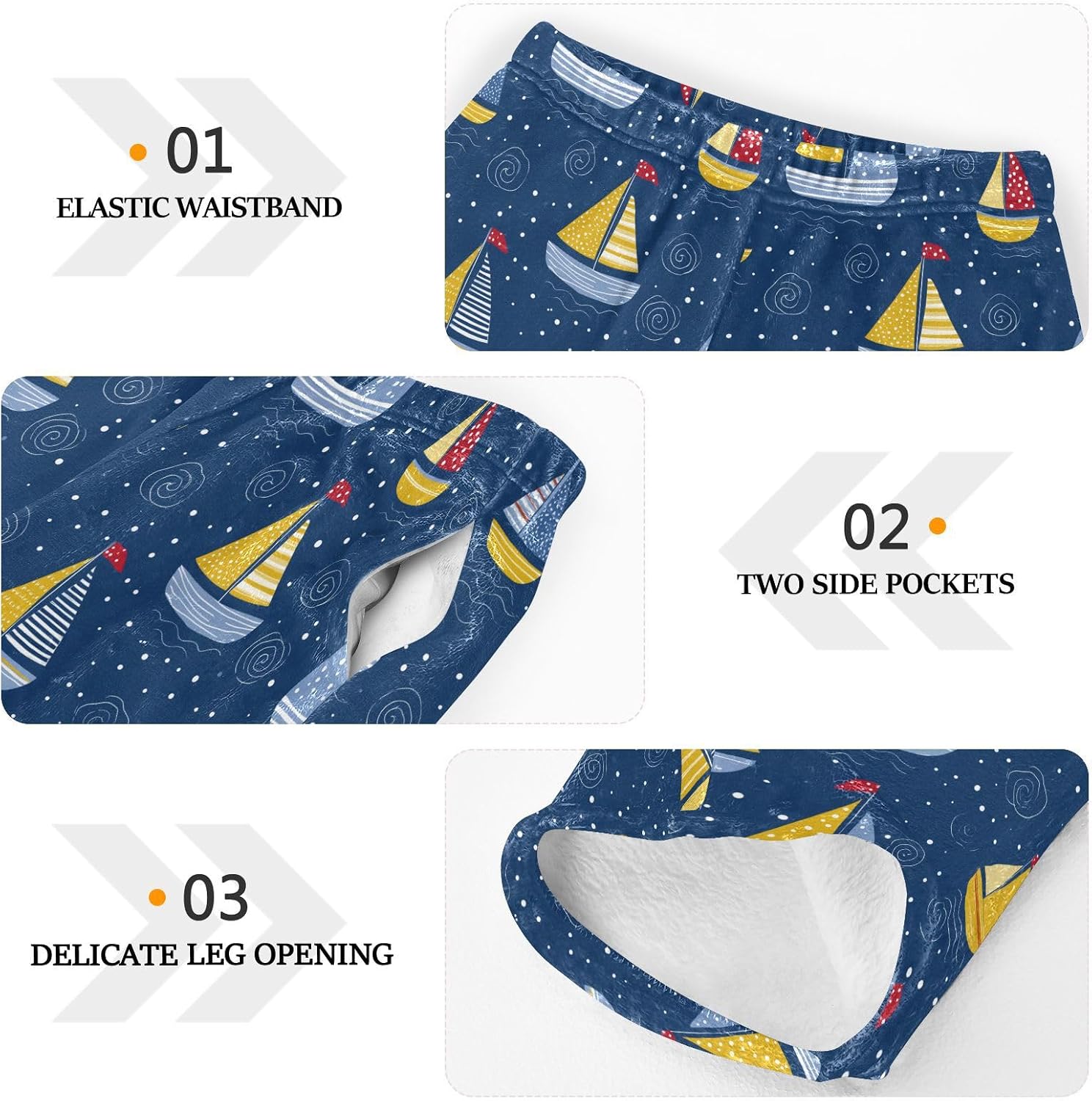 visesunny Cartoon Sailboat Boys Pants for Kids Fleece Bottoms Long Jogger Pants Trousers with Pockets Size 6-14Y