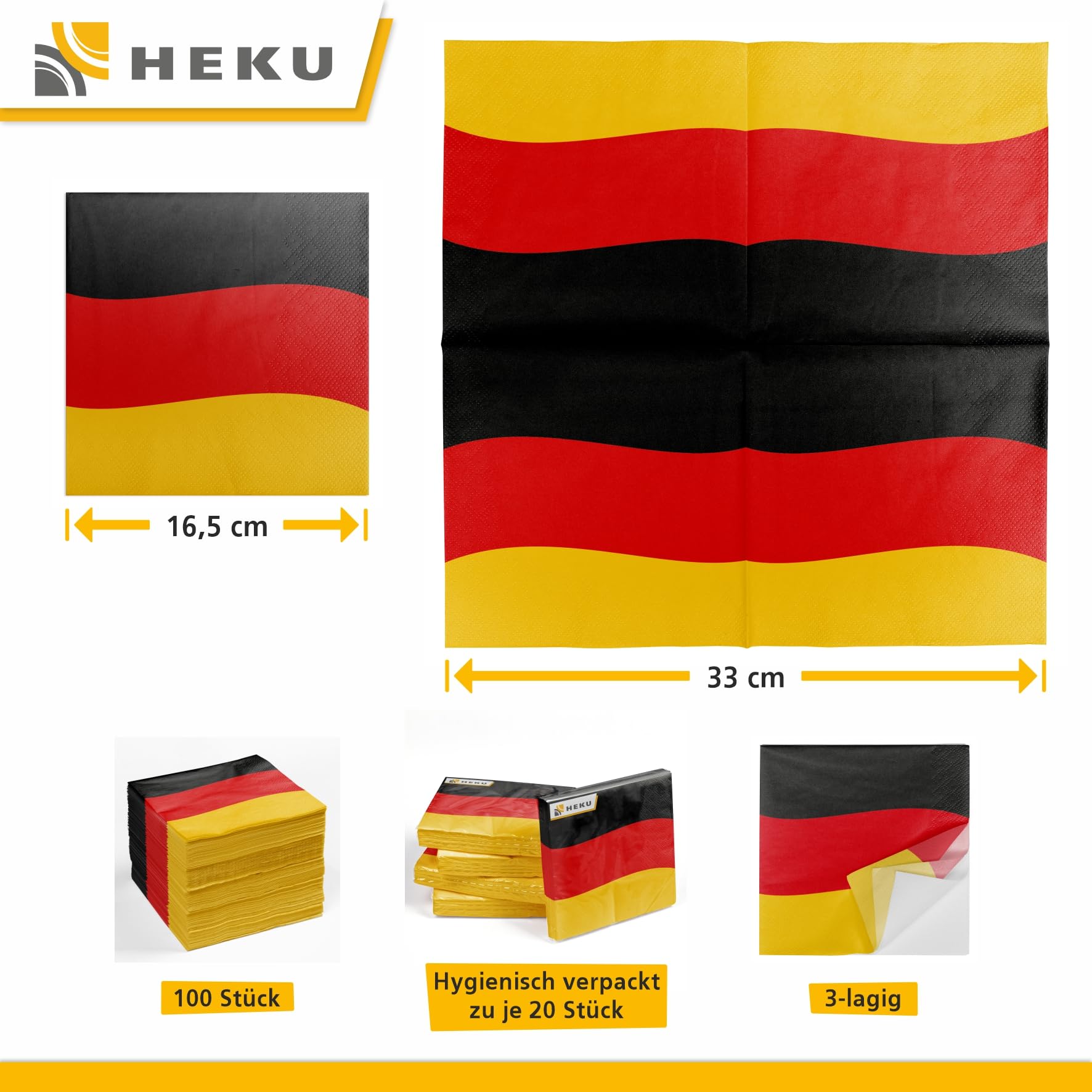 HEKU 100 servetten, 3-laags, 33 x 33 cm, Moin, absorberend en praktisch verpakt, brede keuze, ideaal voor speciale gelegenheden HEKU 100 servetten, 3-laags, 33 x 33 cm, Moin, absorberend en praktisch verpakt, brede keuze, ideaal voor speciale gelegenheden