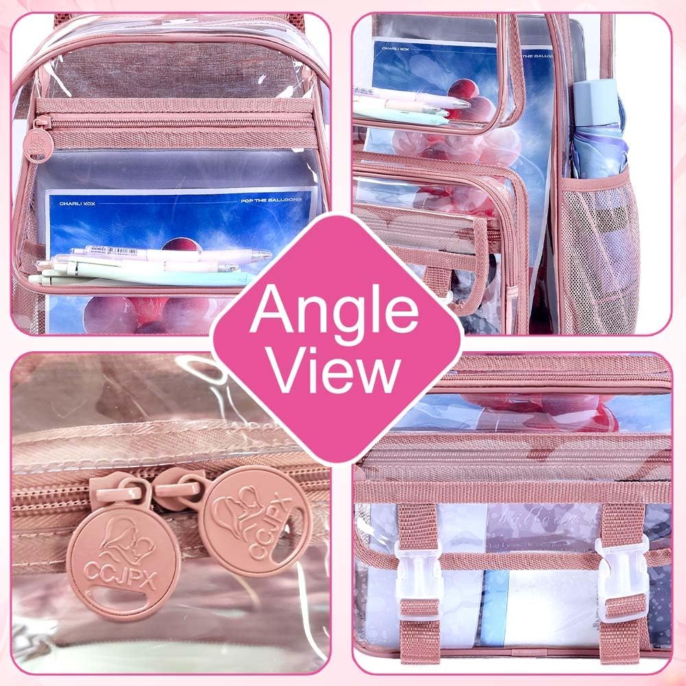 UFNDC 3PCS Clear Backpack Heavy Duty, See Through School Bag for Girls, Sequins Transparent Bookbag for Women - Image 5