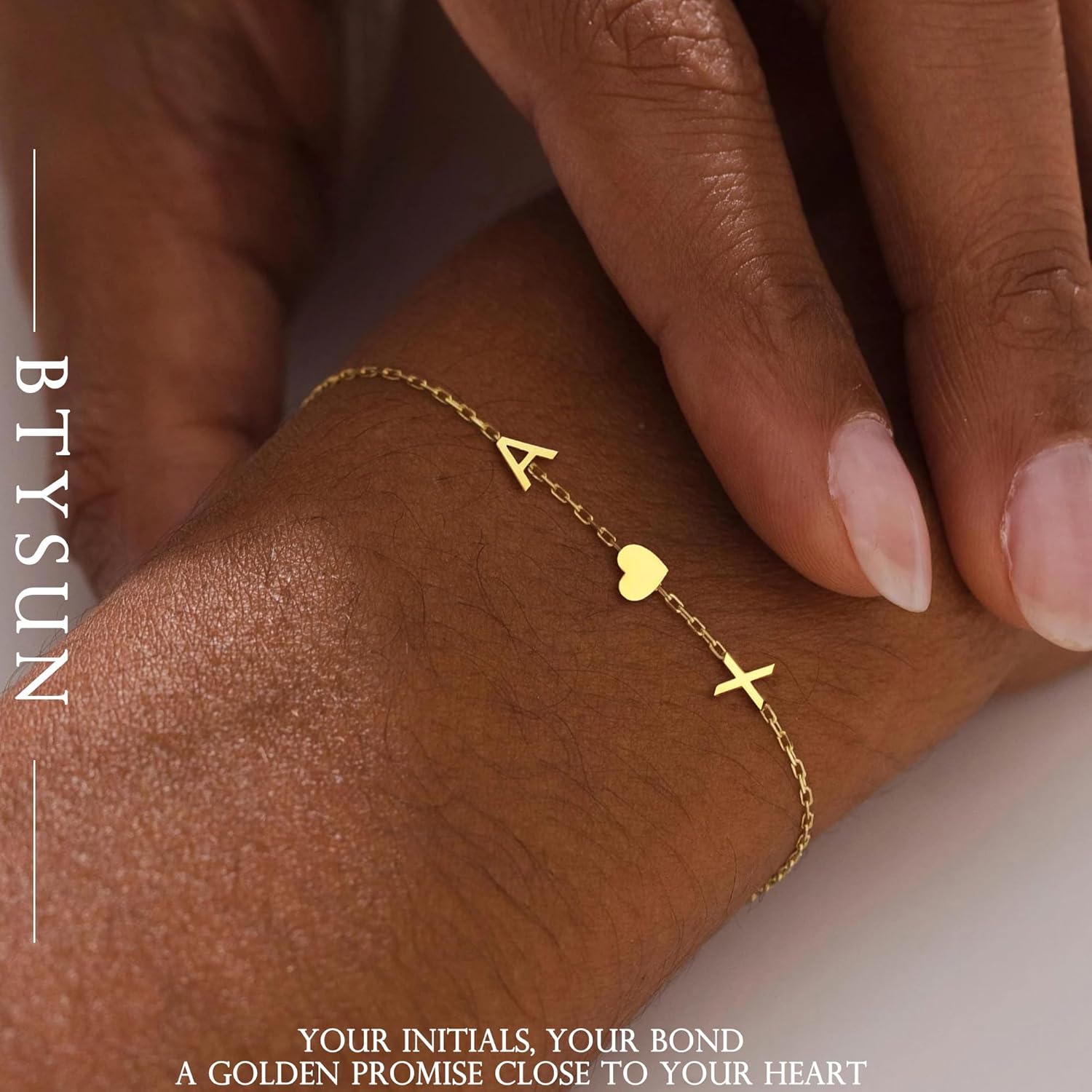 Gold Initial Bracelets for Women - Initial Bracelet Valentines Day Gifts for Her Teens Mothers Day Gifts for Mom Grandma Best Friend Birthday Gift for Women with 2 Initials Link Bracelet for Girlfriend Daughter - Image 3