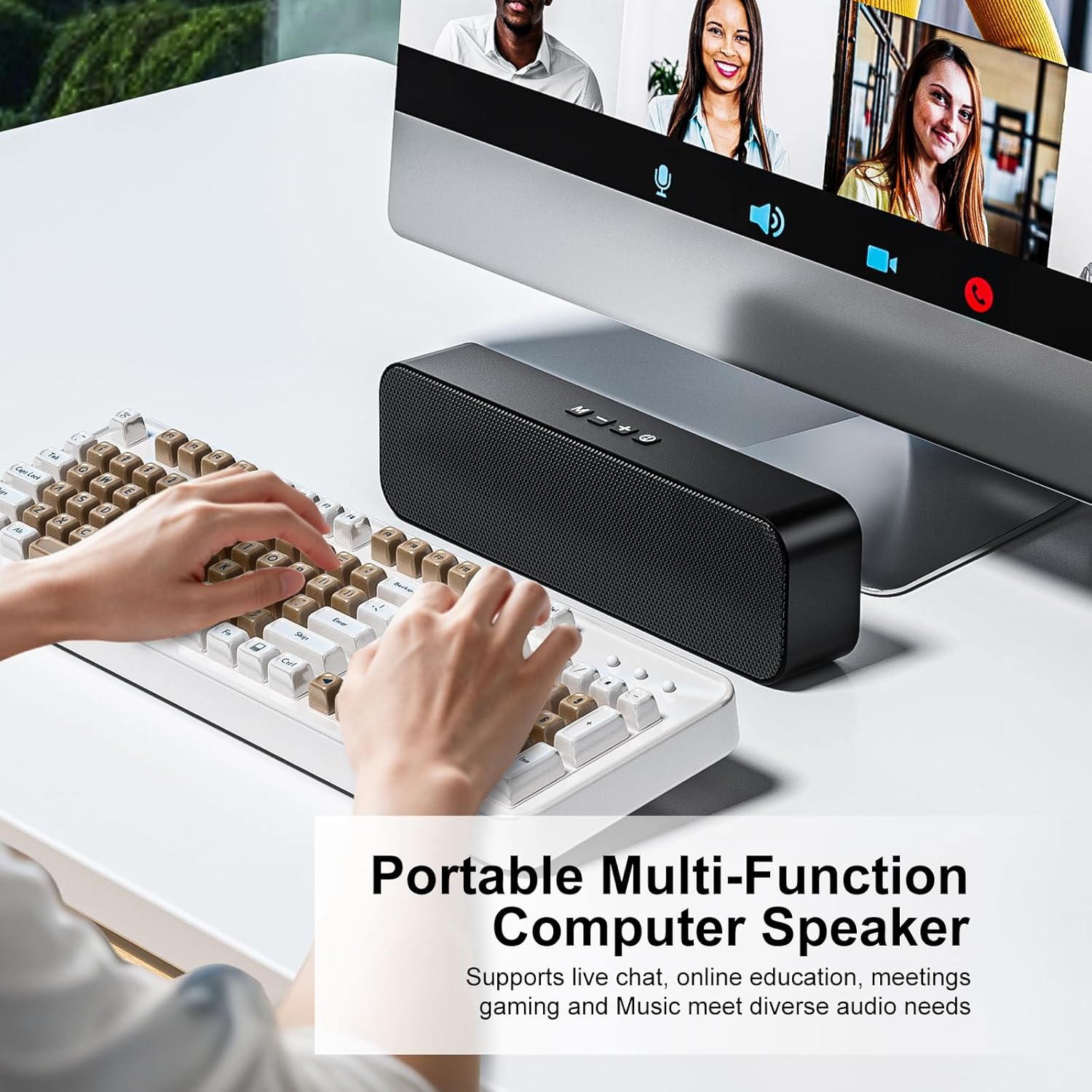 Computer Speakers for Desktop PC,Rechargeable Bluetooth Speaker,Small Computer Soundbar with Stereo & Bass,3.5mm Aux-in,TF Port,Loud Volume for Web Conferences,Teacher,Music (Black) 6 716RuRYAH6L. AC SL1500