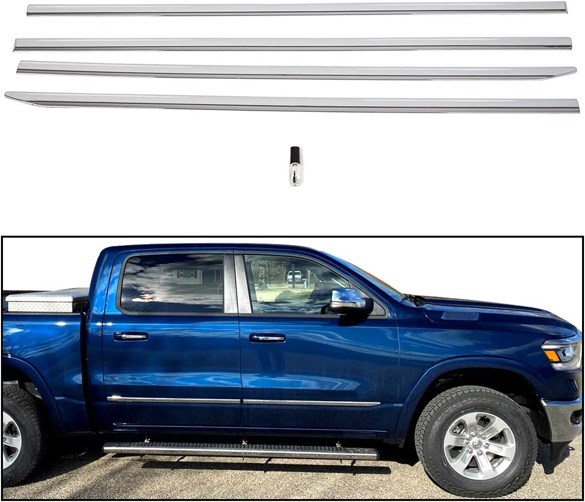 ECOTRIC Chrome Body Side Molding Trim Mouldings Compatible