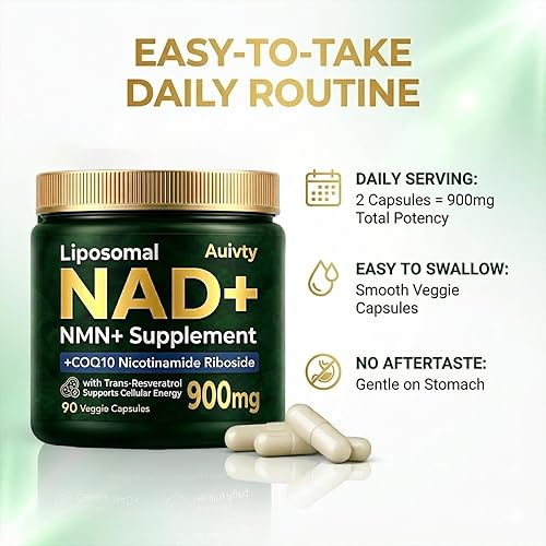 Miniatura 7 de Suplemento NAD 90 cápsulas, ribósido de nicotinamida liposomal, resveratrol, quercetina, NAD nicotinamida ribósido resveratrol 900 mg para mujeres y