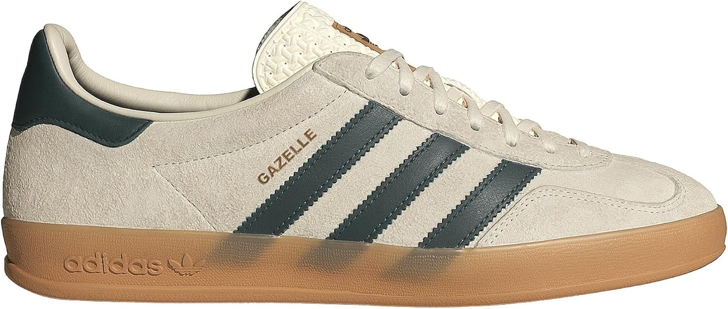 adidas Men's Gazelle Indoor Sneaker, Cream White/Collegiate Green/Gum, Size 4