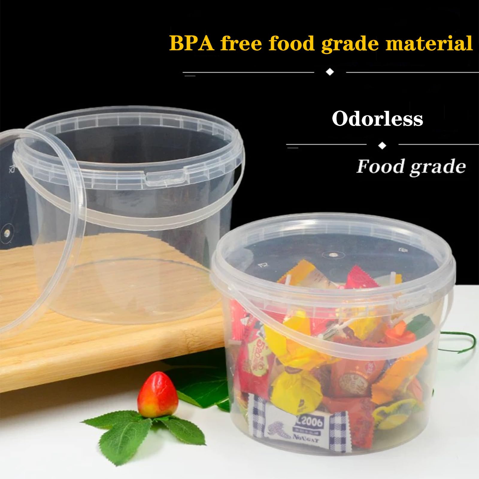 Eisbecher mit Deckel, manipulationssicher, BPA-frei, gefrier- und mikrowellengeeignet, wiederverwendbar, luftdicht, auslaufsicher, für Snacks, Delikatessen, Obst, Getränke, 10 Stück