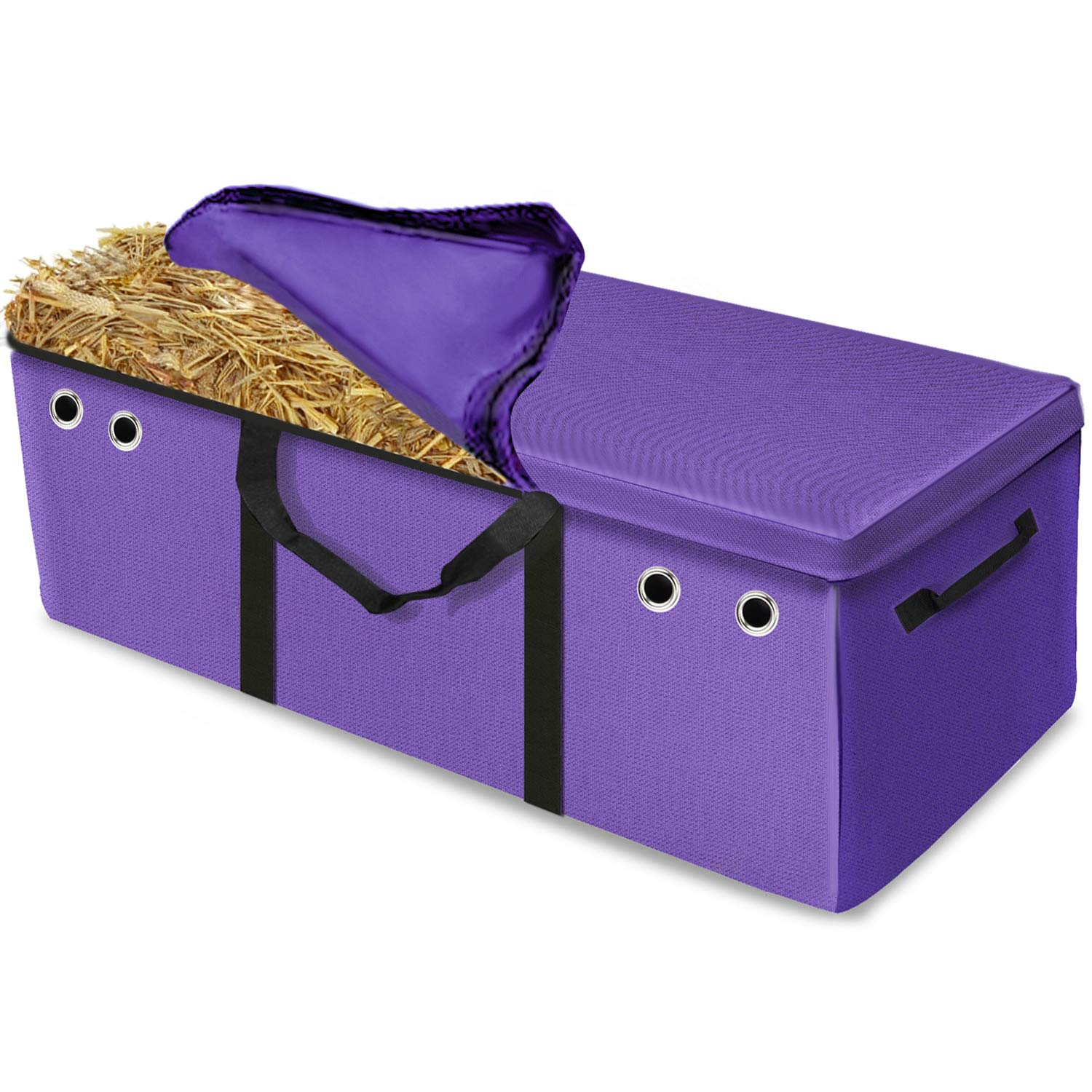 TOKSKS Hay Bale Bag, Zipper Large Storage Hay Bale Carry Bag,Purple