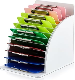 10 Dollar Tree Desk Organization Ideas with a Clean Look 46 1 Pcs Clipboard Holder Wooden Metal Clipboards Storage Rack with Raised ...