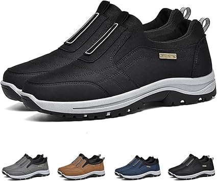 2024 Orthopedic Shoes Comfort Walking Shoes with Arch Support for Men Outdoor Activity Hiking Shoes Lightweight Non-slip Sneakers Fashion Work Loafers Black,27 CM