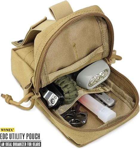 Miniatura 2 de WYNEX Bolsa táctica EDC Molle, bolsa de utilidad, organizador de artilugios, soporte para teléfono, paquete de cintura IFAK, bolsa para teléfono