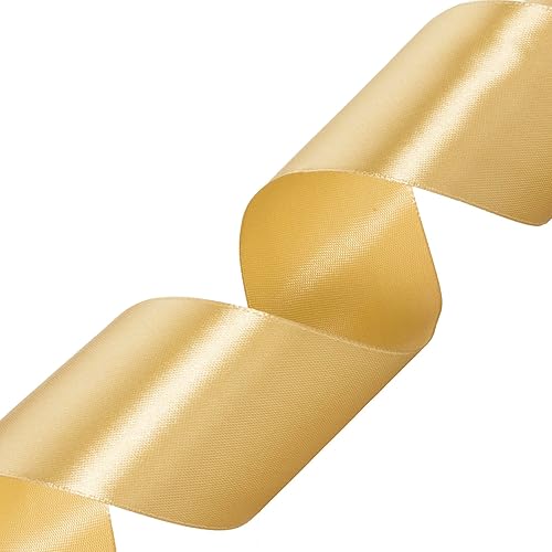 Miniatura 2 de Cinta de satén sólida de oro champagne de 2 pulgadas, 50 yardas de cinta de tela para manualidades, envolver regalos, ramos florales, decoración de