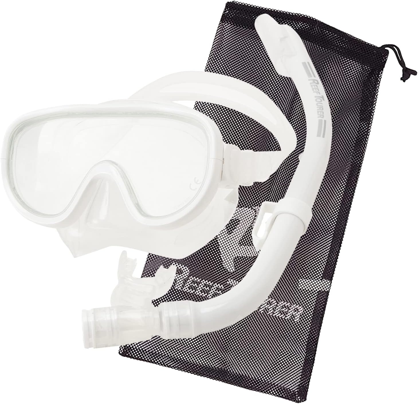 Snorkeling Gear for Adults, Single-Window Snorkel Mask & Snorkel Set, Semi-Dry Top Panoramic Wide View Snorkel Mask, Adult Snorkel Set Ages 10+ Swimming Diving Package w/Travel Bag RC0105