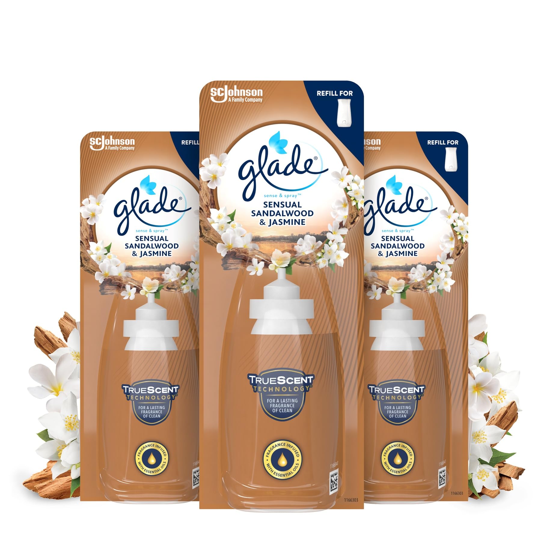glade Sense & Spray Air Freshener Sandalwood & Bali 3x18ml