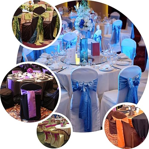Miniatura 6 de Efavormart - 40 fundas para sillas de banquetes de poliéster, color azul marino, con parte superior redonda, de lino, para bodas, fiestas, eventos,