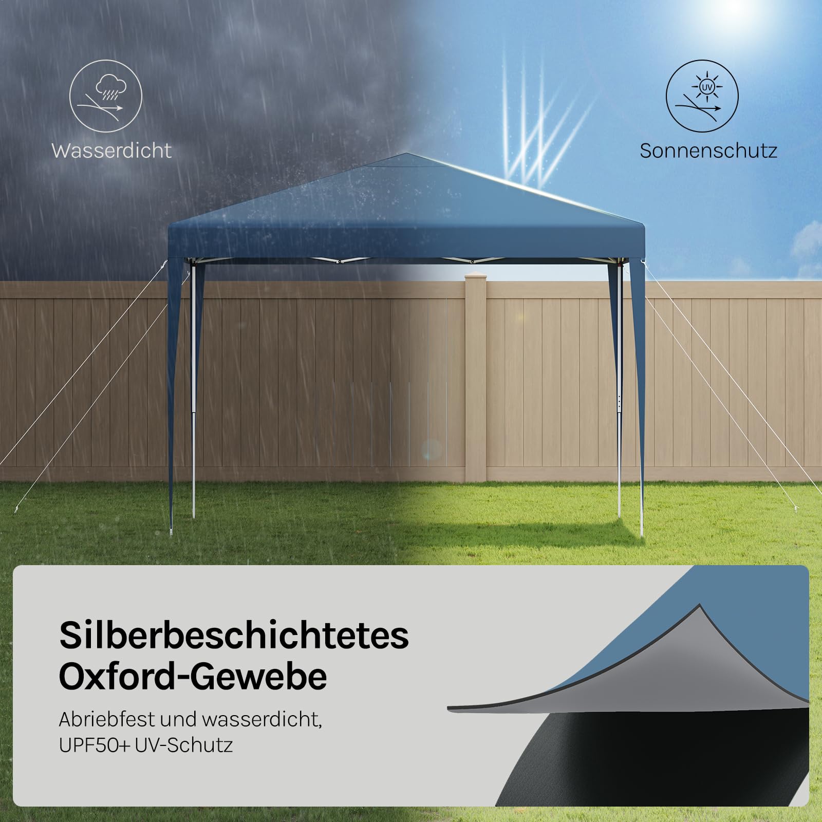 WOLTU Faltpavillon 3x3m Pop up Event Pavillon Gartenpavillon Blau