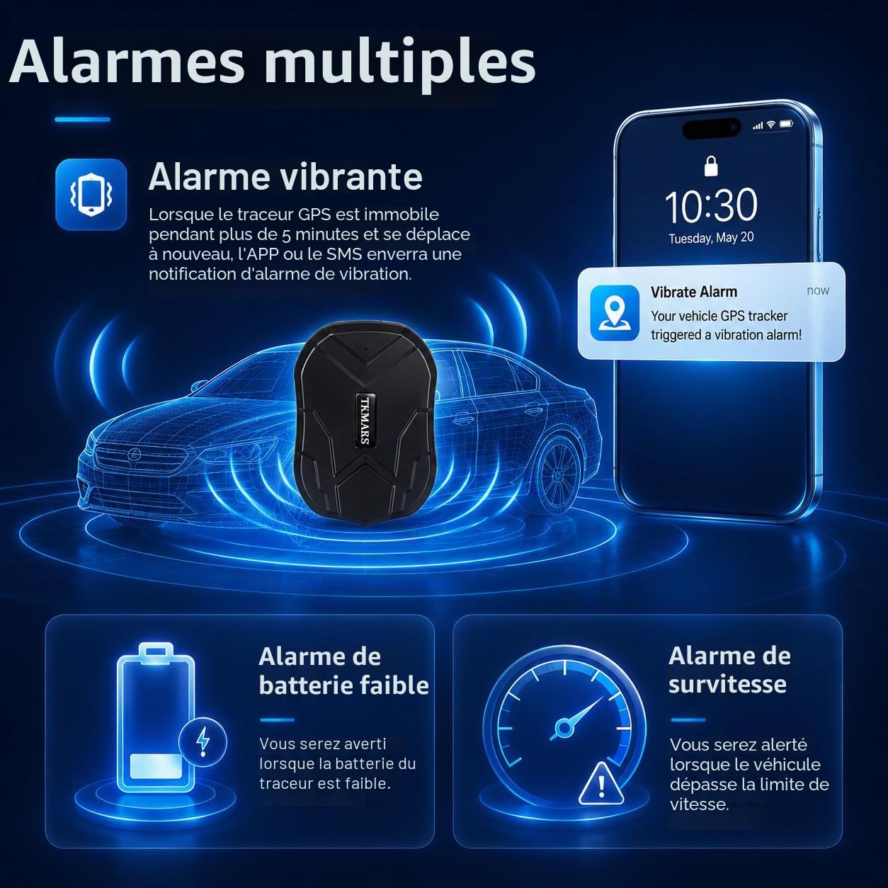 Traceur GPS Voiture 4G, Tracker Aimanté, Longue Autonomie 6 Mois, Alarme Antivol/Vibration, Traqueur GPS sans Carte SIM (Abonnement Requis) Suivi en Temps Réel TK905E