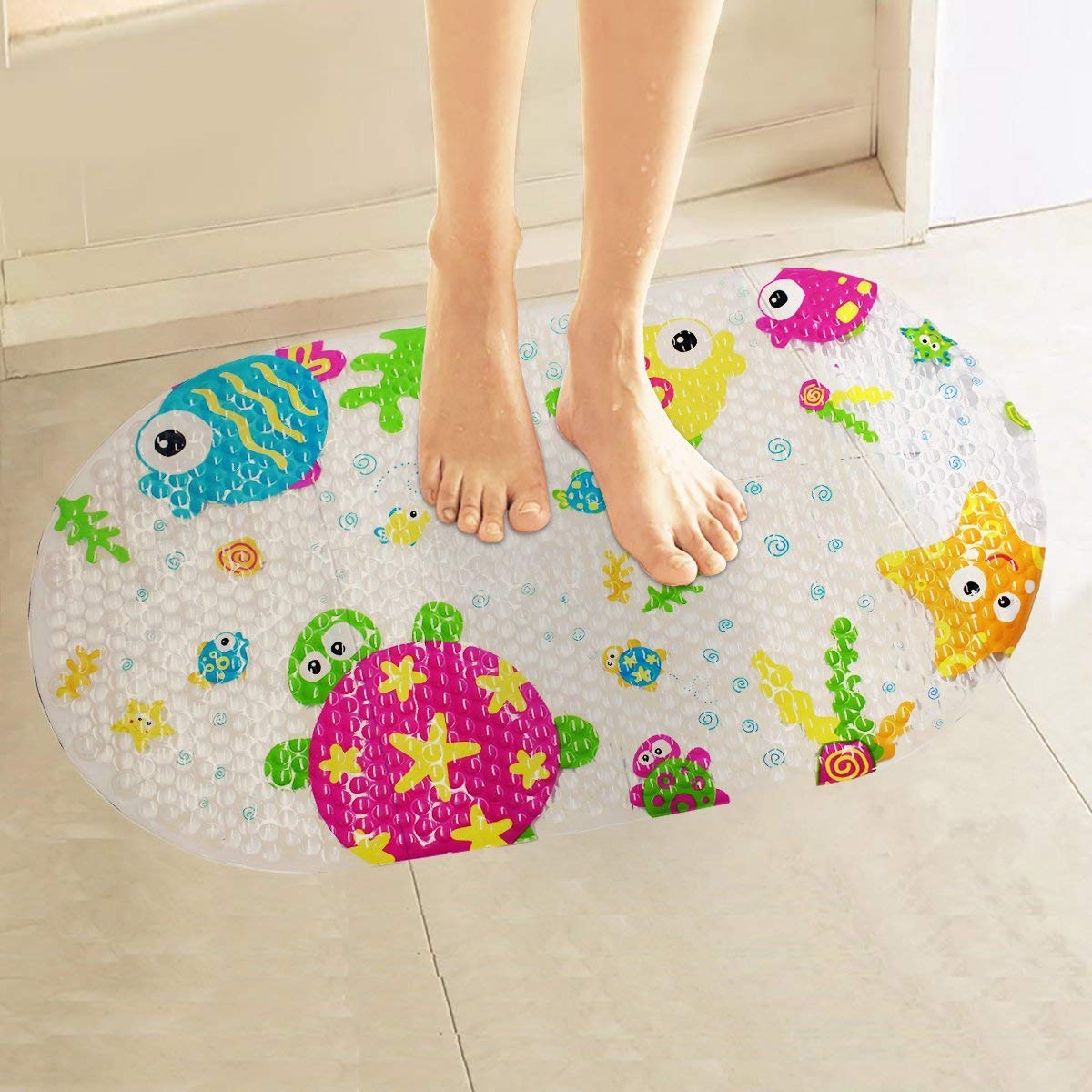Tappetino Doccia Antiscivolo,Tappetino da Bagno dei Cartoni Animati con Ventose Tappetino per Vasca da Bagno Bambini