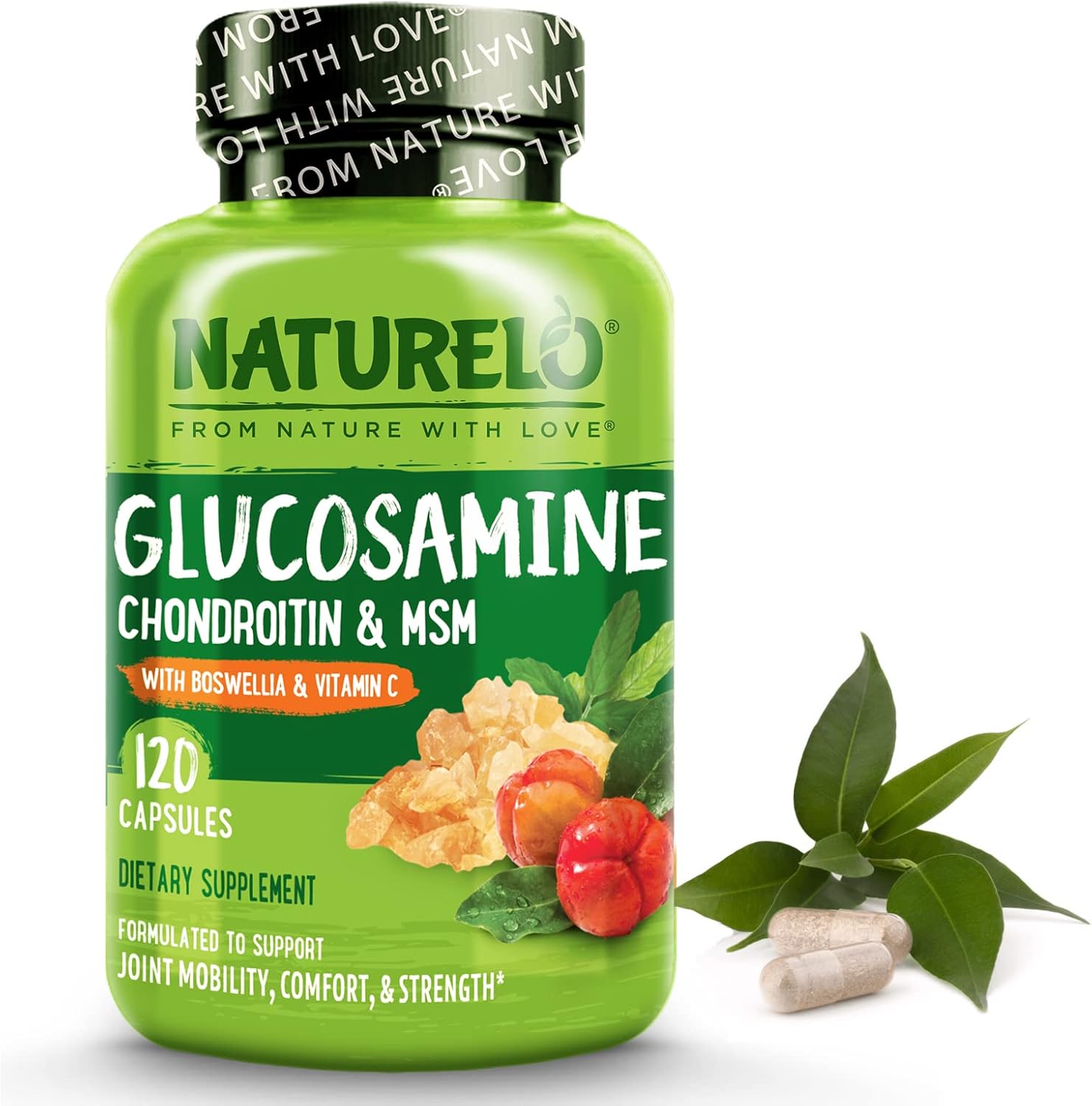 NATURELO Glucosamine Chondroitin MSM with Boswellia and Vitamin C Joint Support