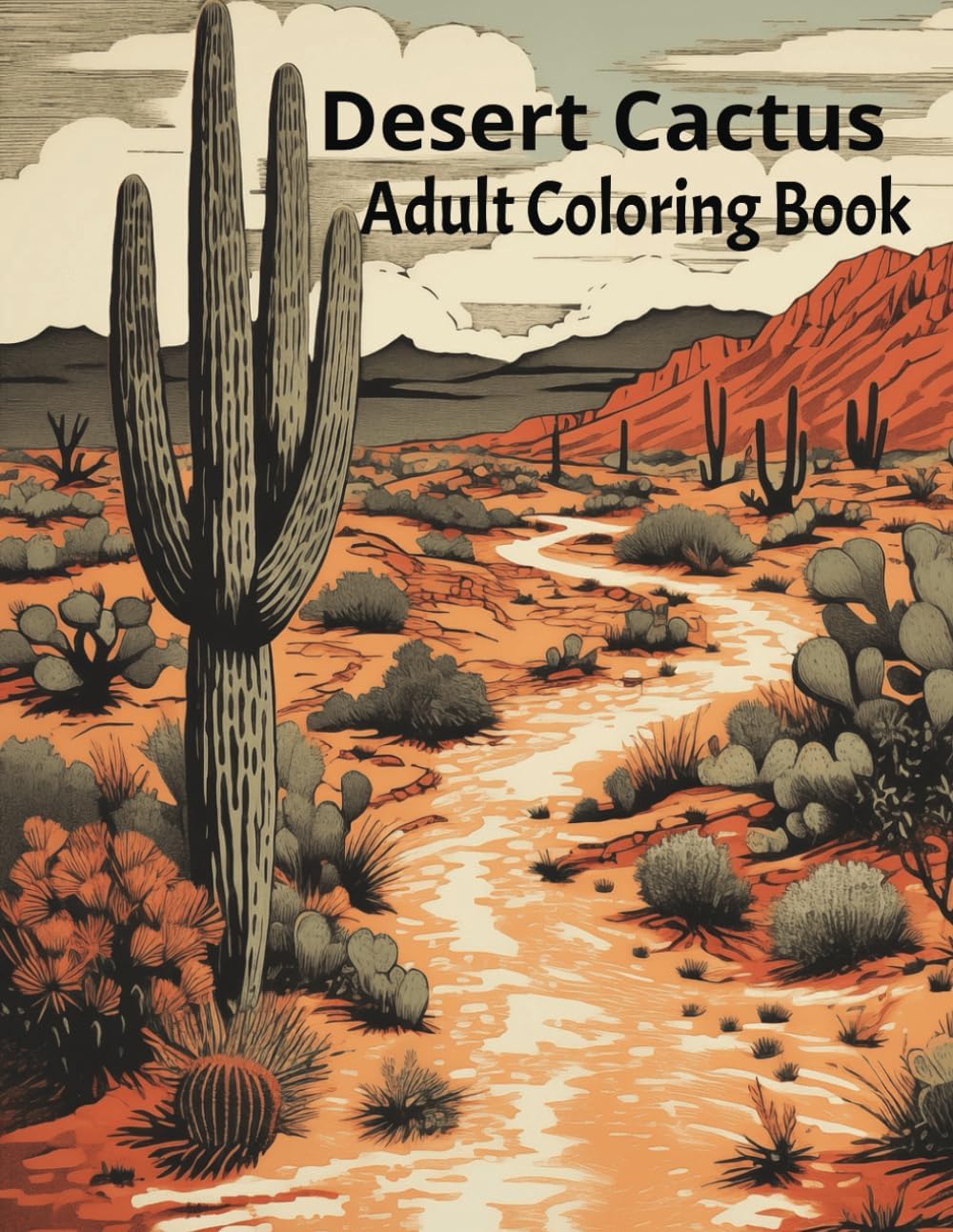 Desert Cactus Coloring Book for Adults