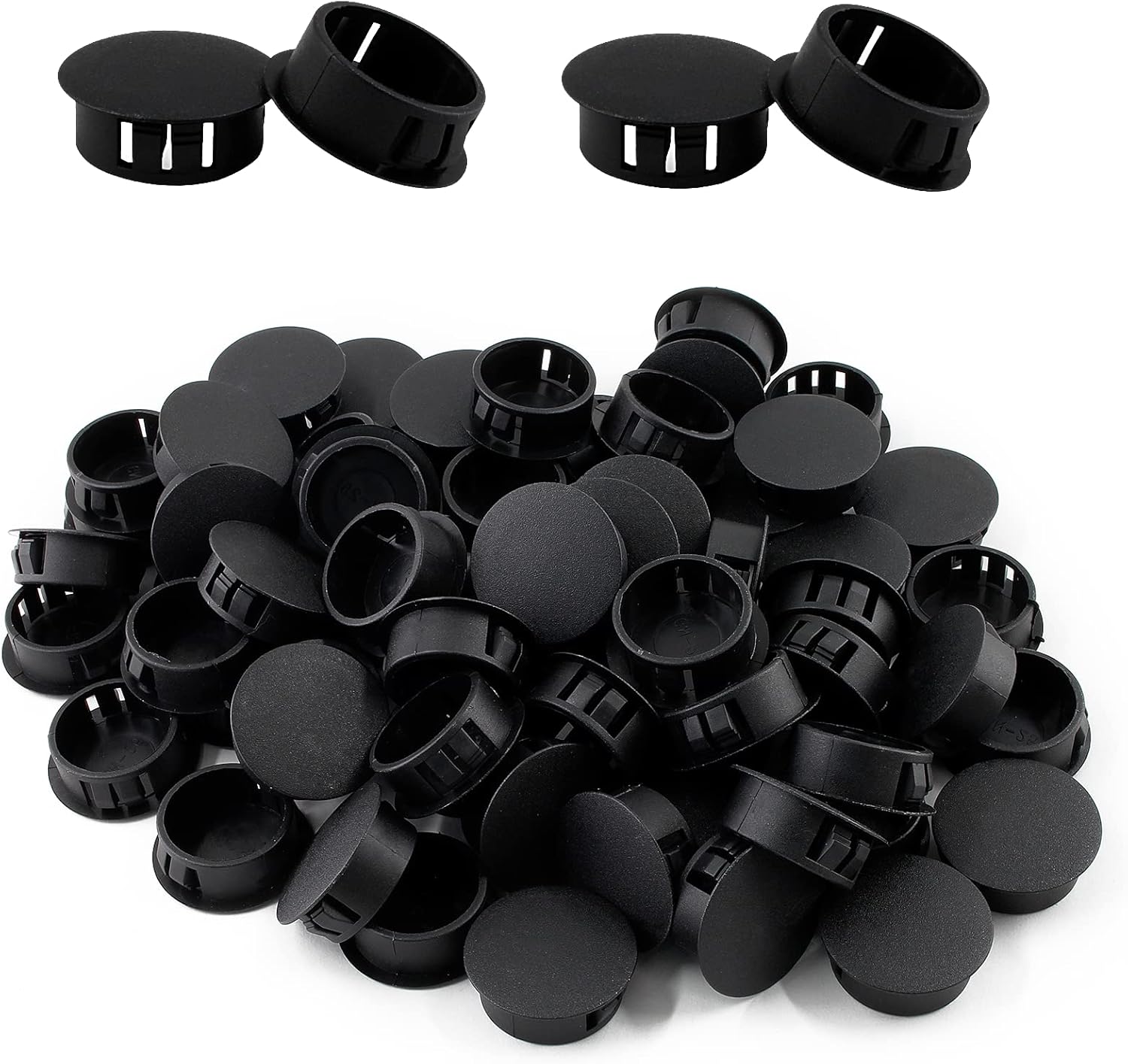 Cjueiom 60pcs 22mm / 7/8" Hole Plugs Black Plastic Hole Covers, Flush Type Drill Hole Cover Caps