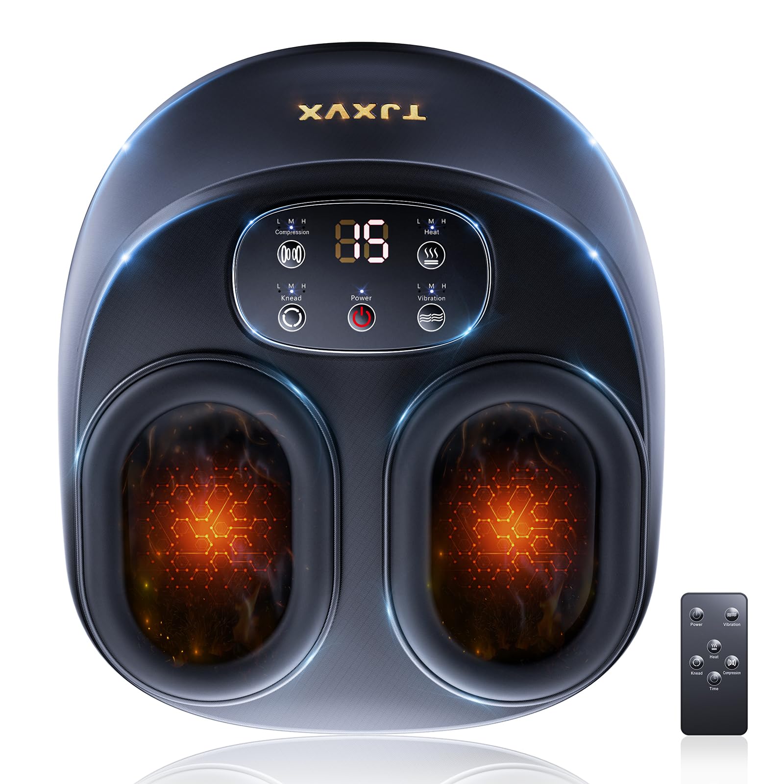 Masajeador de Pies Shiatsu con Calor y Compresión de Aire, Control Remoto, Múltiples Modos, hasta Talla EU 46, para Oficina y Hogar