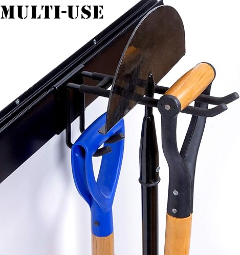 Miniatura 3 de WALMANN Organizador de herramientas de montaje en pared, soporte para trapeador y escoba, estante de almacenamiento de garaje, sistema de Negro