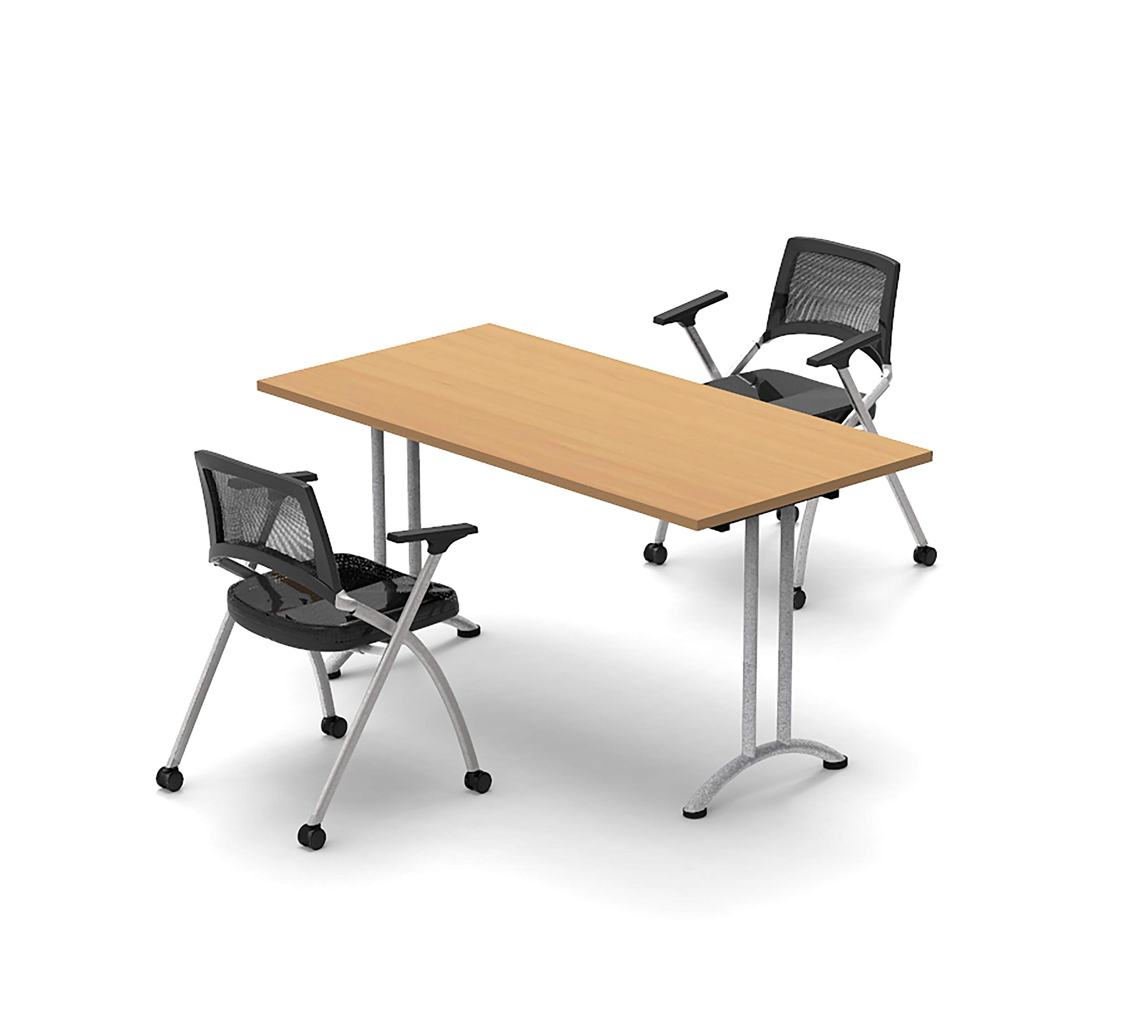 2 Person Conference Tables Folding Meeting Seminar Classroom Model 5662 3pc Color Beech. Tables & Chairs can fold for Storage (Tables & Seating