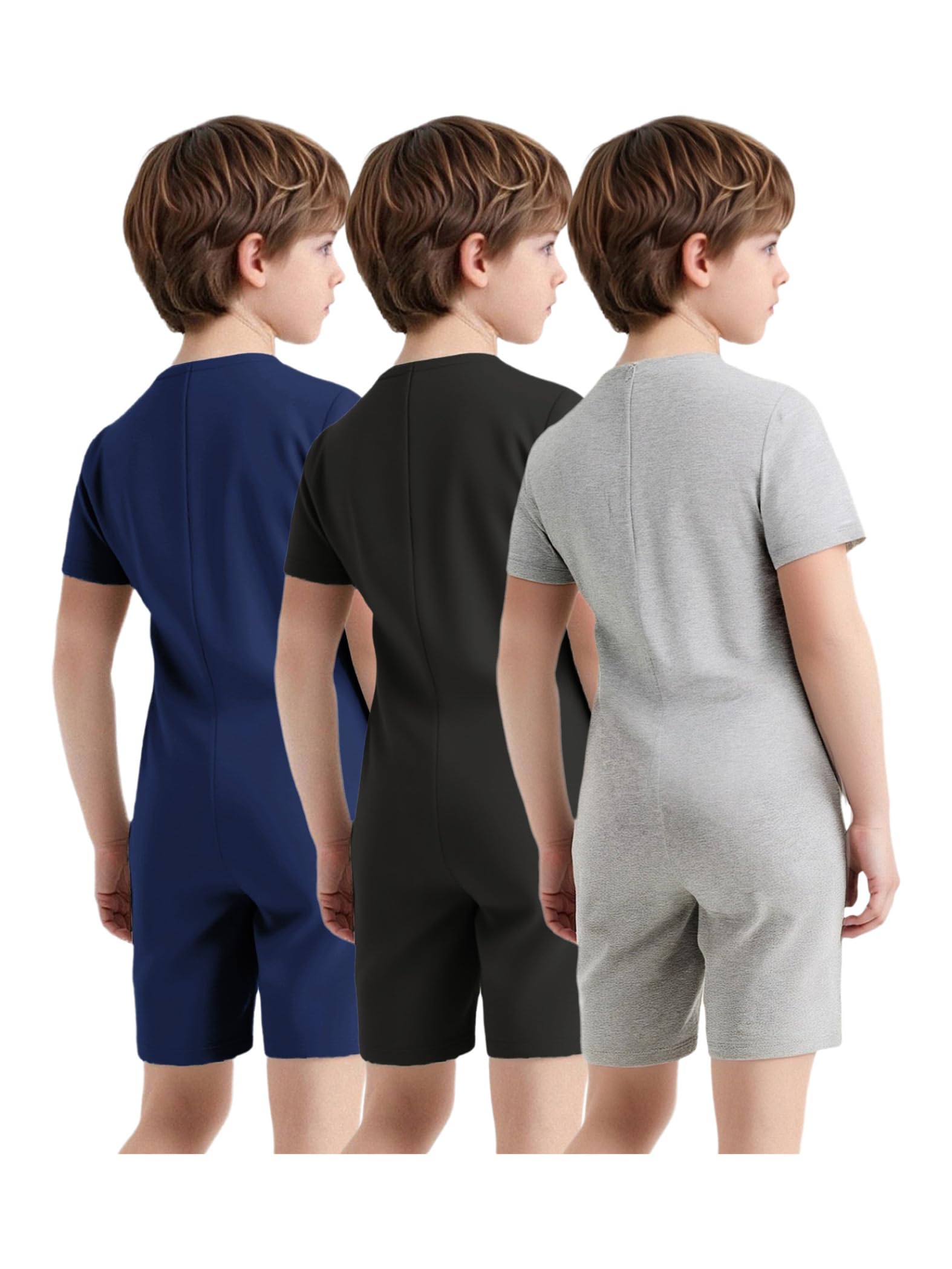 3 Stück Kinder Pflegeoverall Mit Reißverschluss Hinten Kurzarm Bodysuit Adaptive Kleidung Für Kinder Mit Besonderen Bedürfnissen