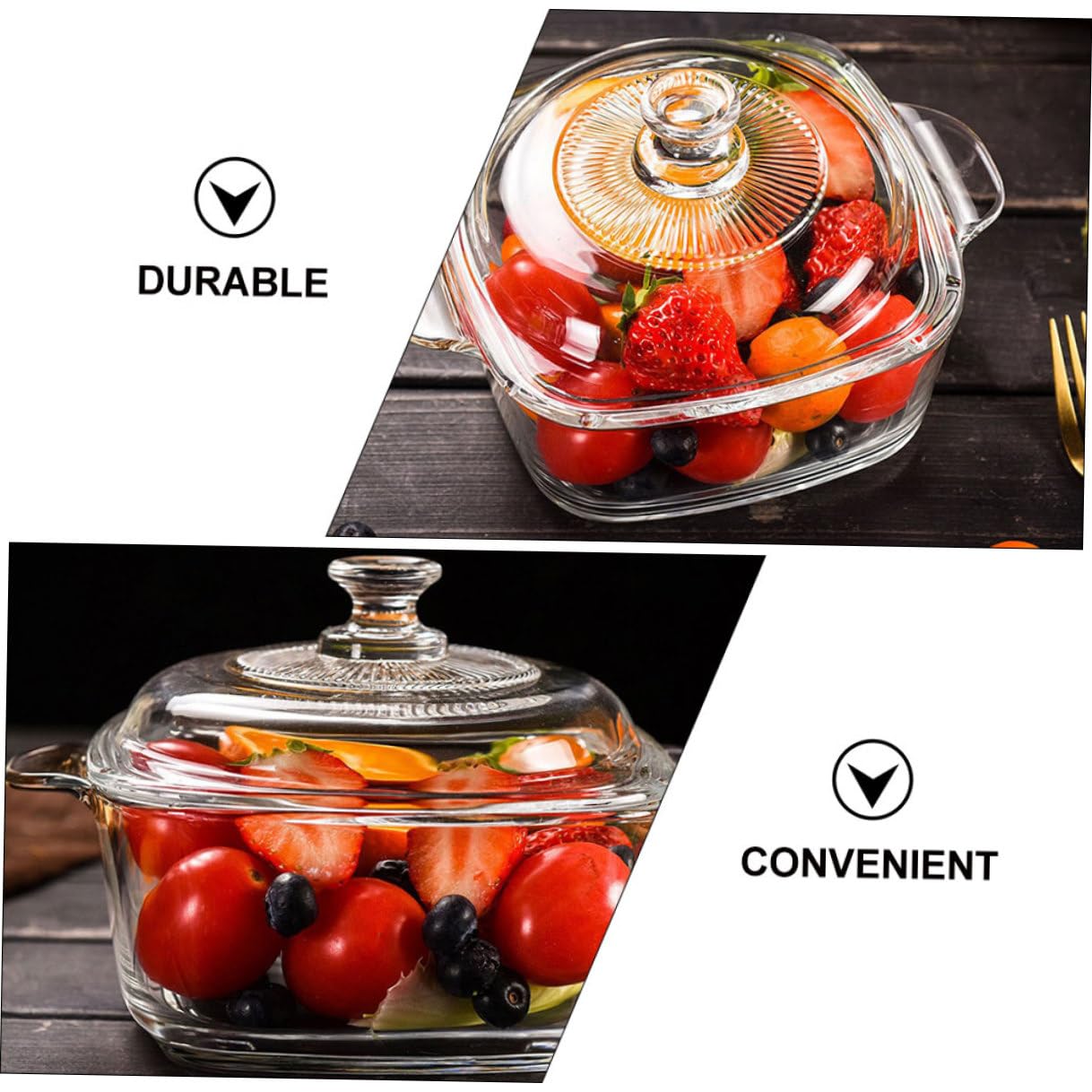 VALICLUD 1l Mikrowellengeeignete Glasschüssel mit Deckel Dickwandige Rissfeste Suppenaufbewahrungsschüssel im Kristallklaren Design für Tisch und Snackbar