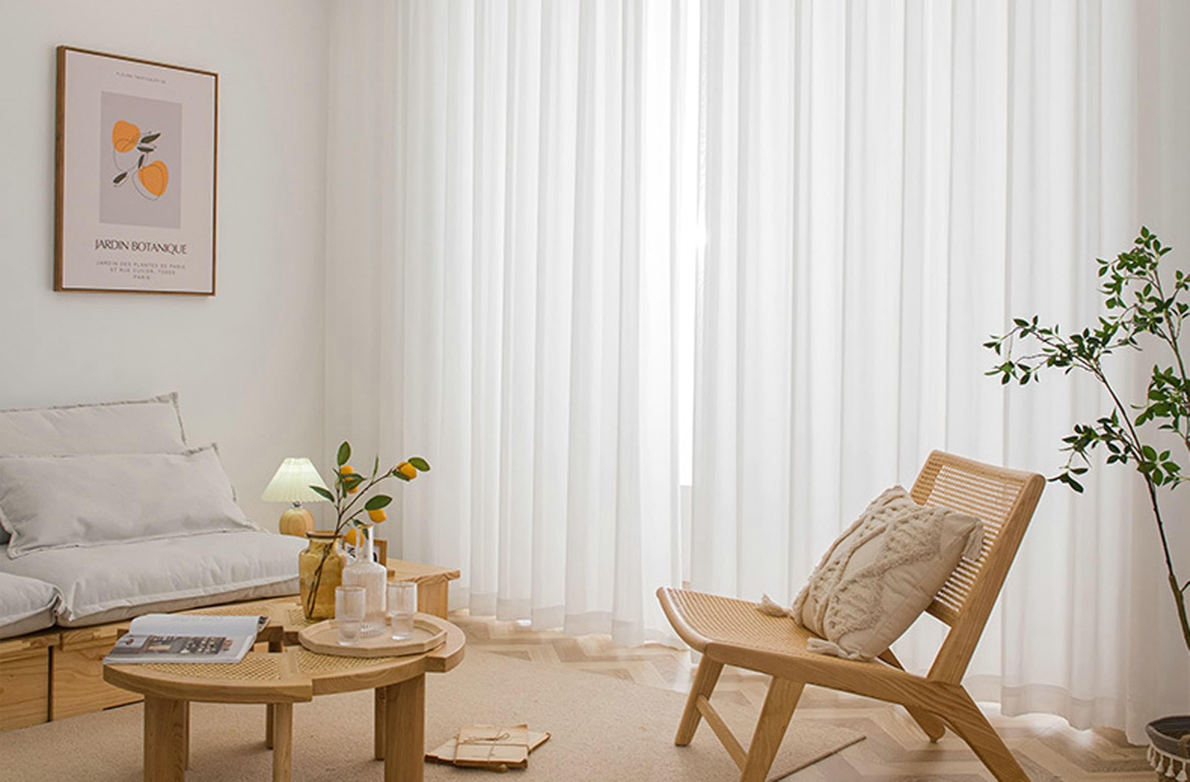 Voilage salon moderne blanc à oeillets lot de 2 rideaux 86 x 214 cm