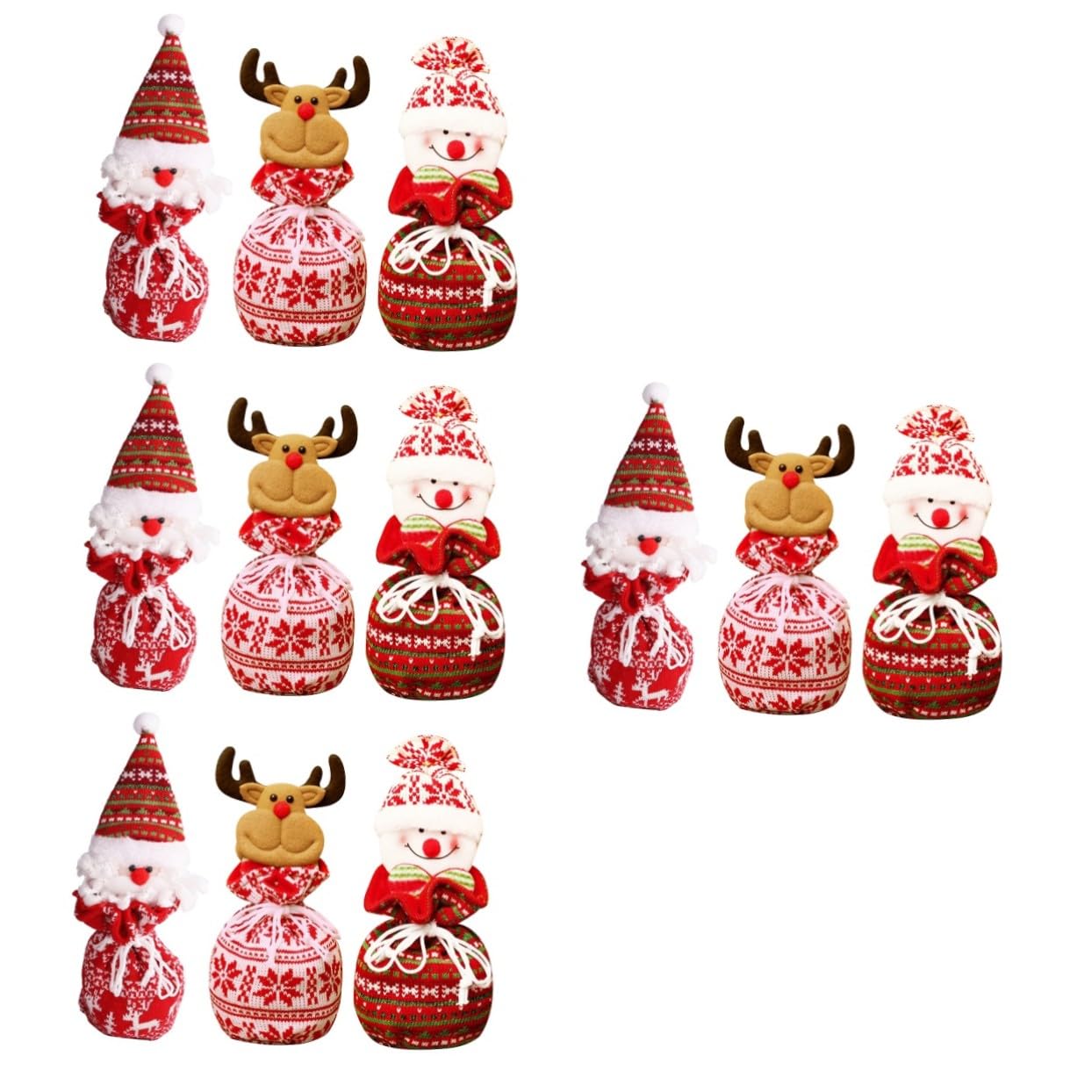 DEARMAMY 12 Piezas Bolsas de Navideñas de Bolsas de Manzana de Punto con Diseño Reutilizables y Lavables para Dulces y Pequeños Obsequios para Fiestas y Decoración Navideña