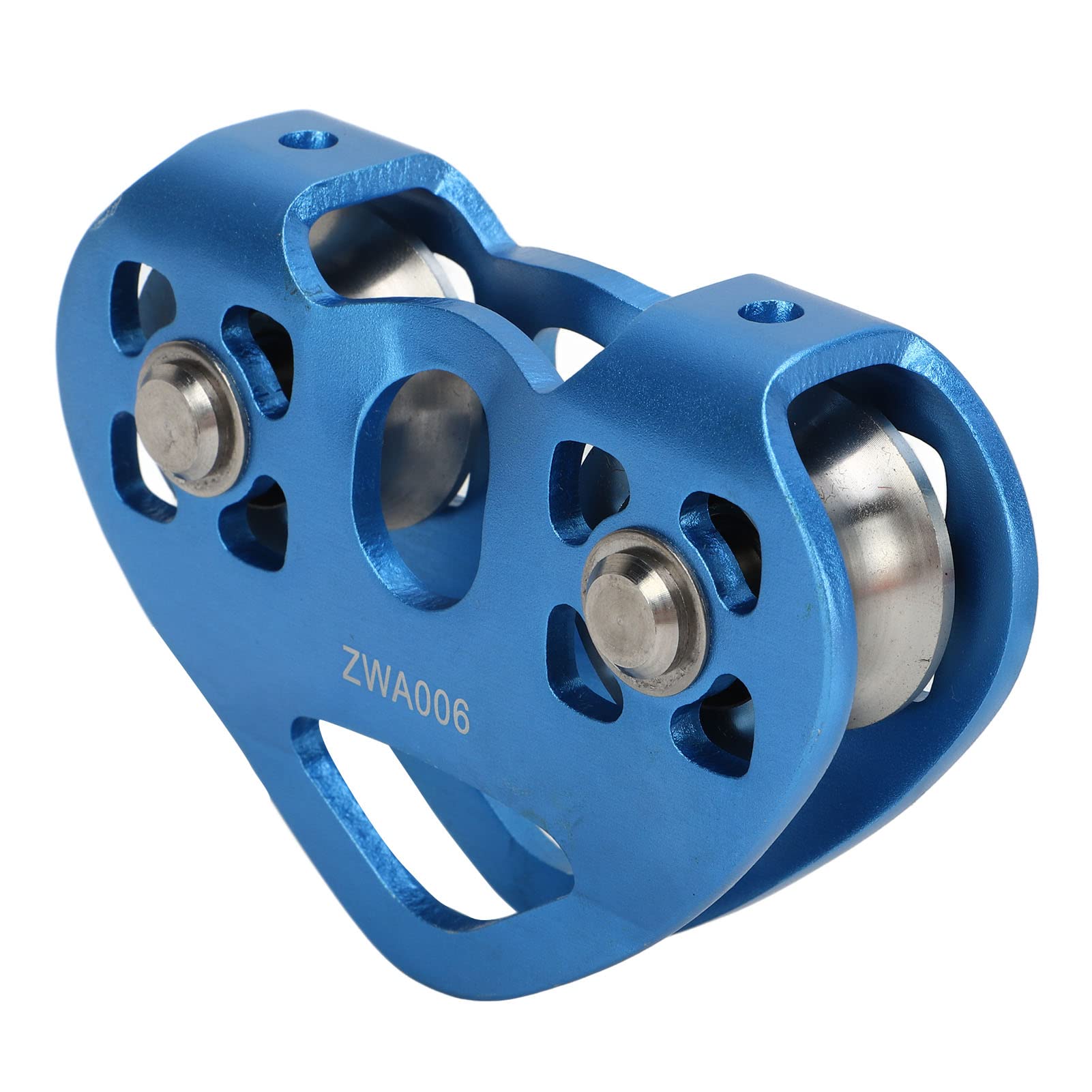 Doppelte Kletter-Zipline-Umlenkrolle, Langlebig, Herzförmig, für Klettern und Frachttransport, 30 KN, Aluminiumlegierung und Edelstahlmaterial (Blue)