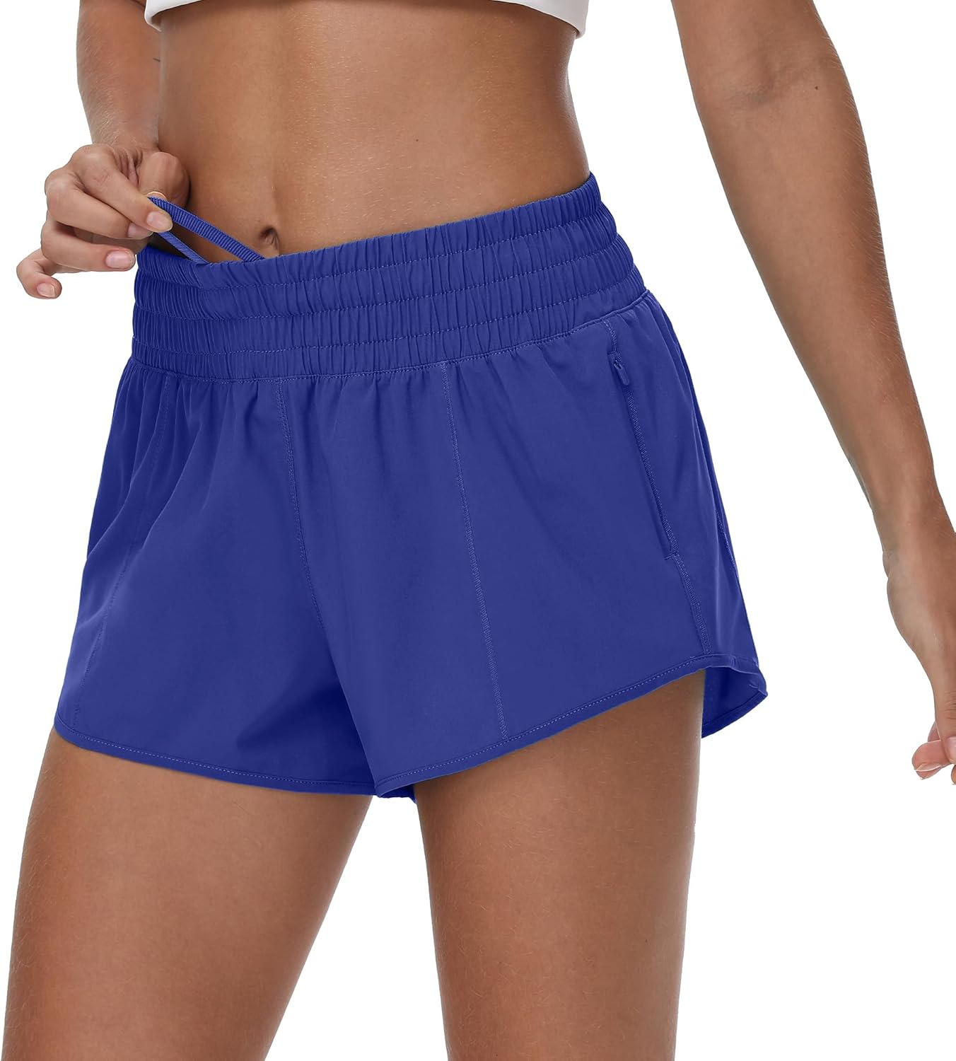Aurefin High Waisted Athletic Shorts for Women, Quick Dry Running Shorts with Zip Pocket and Liner Womens Gym Workout Shorts