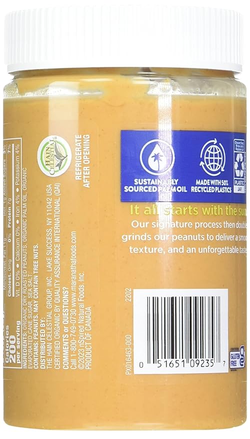 Mantequilla de Maní Orgánica Maranatha, Cremosa Sin Agitar, 16 oz (Paq. 6) miniatura 2