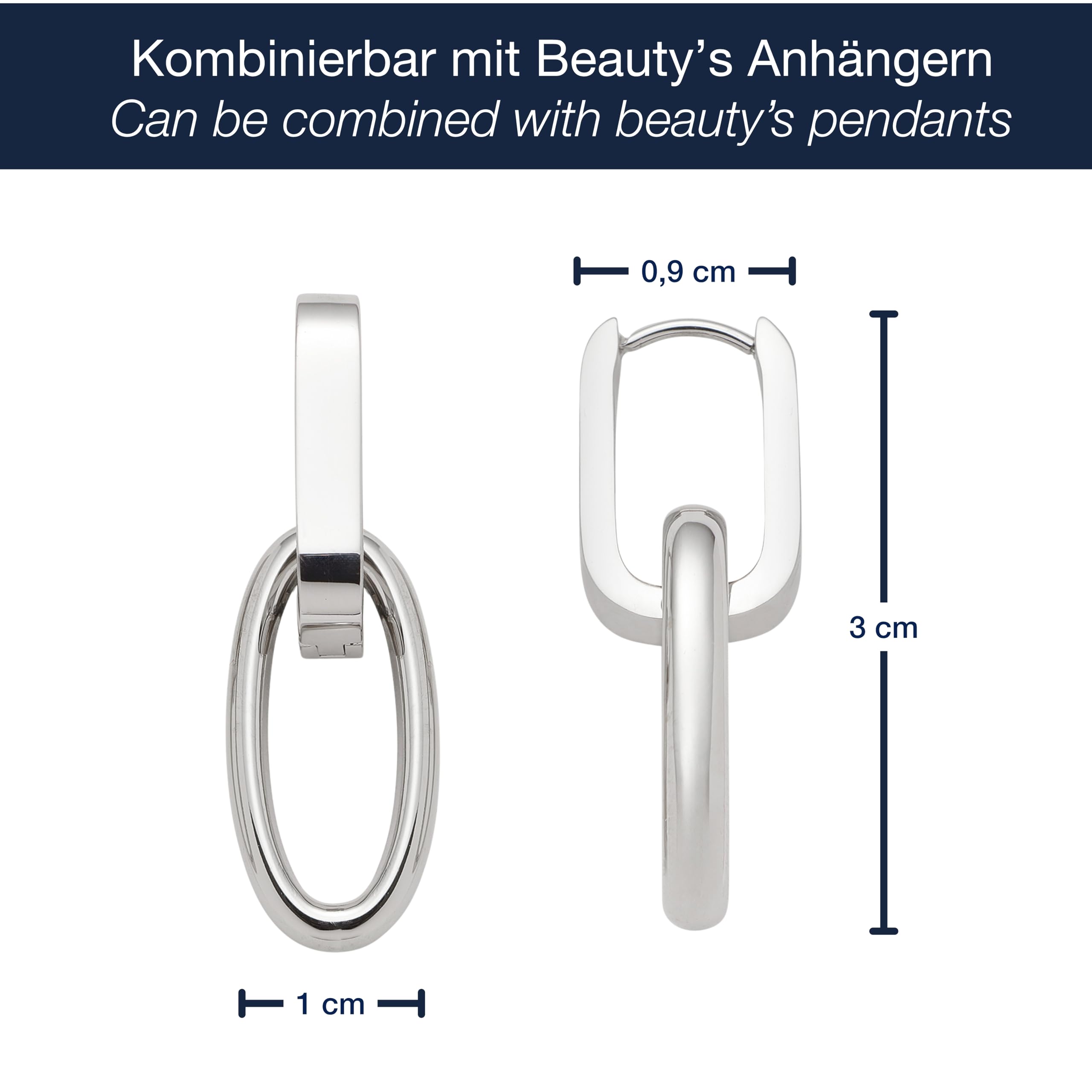 JEWELS BY LEONARDO Ohrringe Mathilde • 1 Paar Creolen aus silberfarbenem Edelstahl • abnehmbare Kettenglied-Anhänger • Chunky Chain Look • Schmuck Geschenk für Frauen • 026119