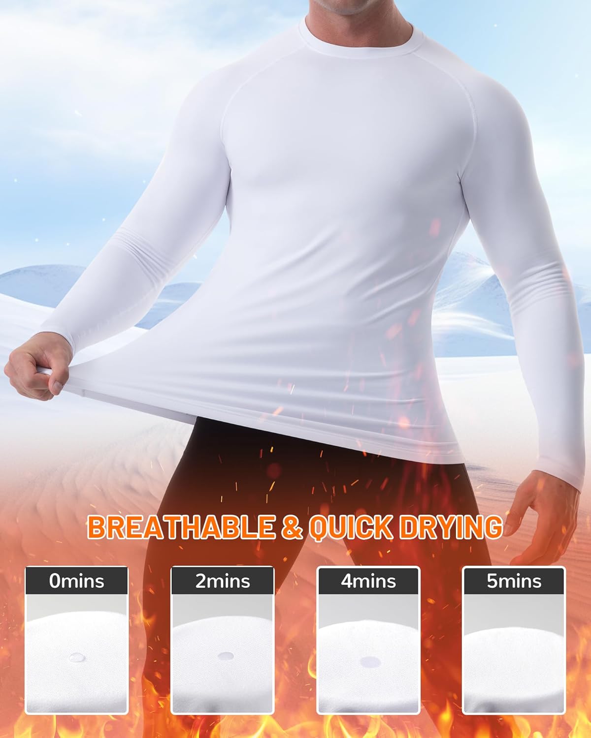 Runhit Men's Thermal Compression Shirt Fleece Lined Long Sleeve Thermal Shirts Athletic Base Layer Top Cold Weather Gear - Image 5