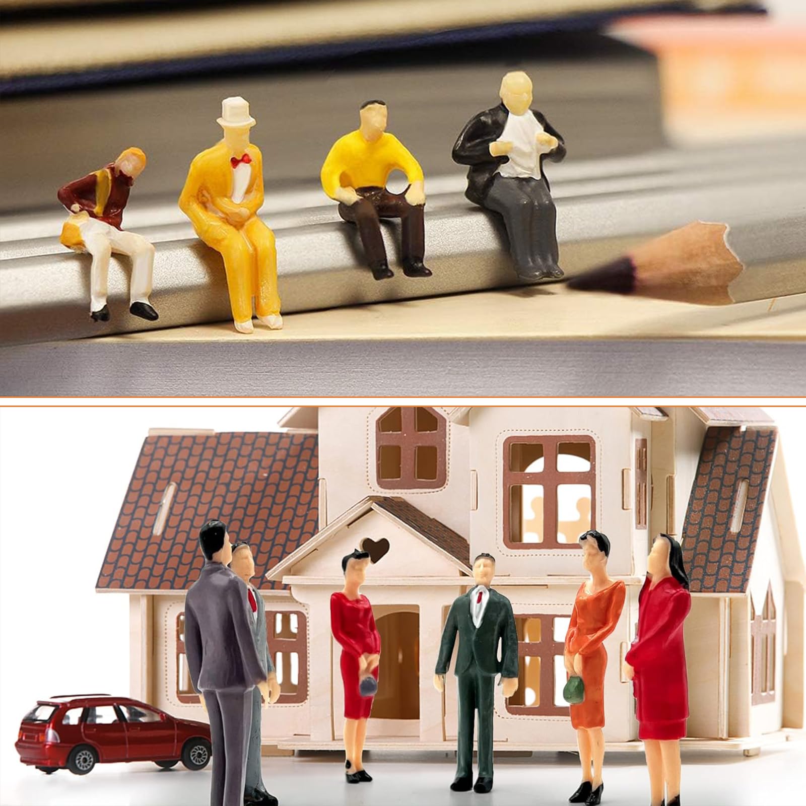 55 Pezzi Miniature Figure 1:50 – Omini in Miniatura Seduti e in Piedi Dipinti a Mano per Modellismo Ferroviario, Progetti Architettonici, Diorama, Museo