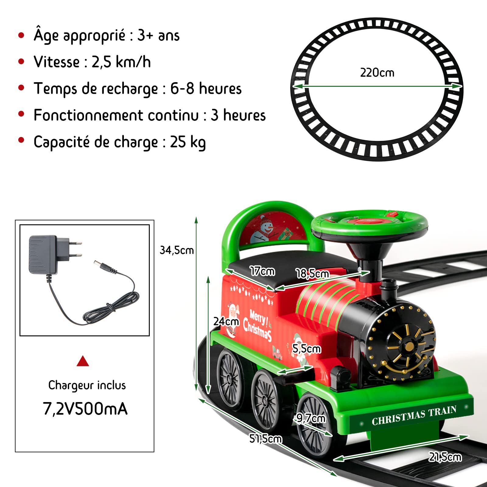 COSTWAY Train Porteur Electrique Enfants avec 16 Pièces de Rails, Voiture Porteur en Forme Lion avec Lumières & Sons, Boîte de Rangement Caché & 6 Roues, Charge 25kg pour Enfants de 3 Ans+