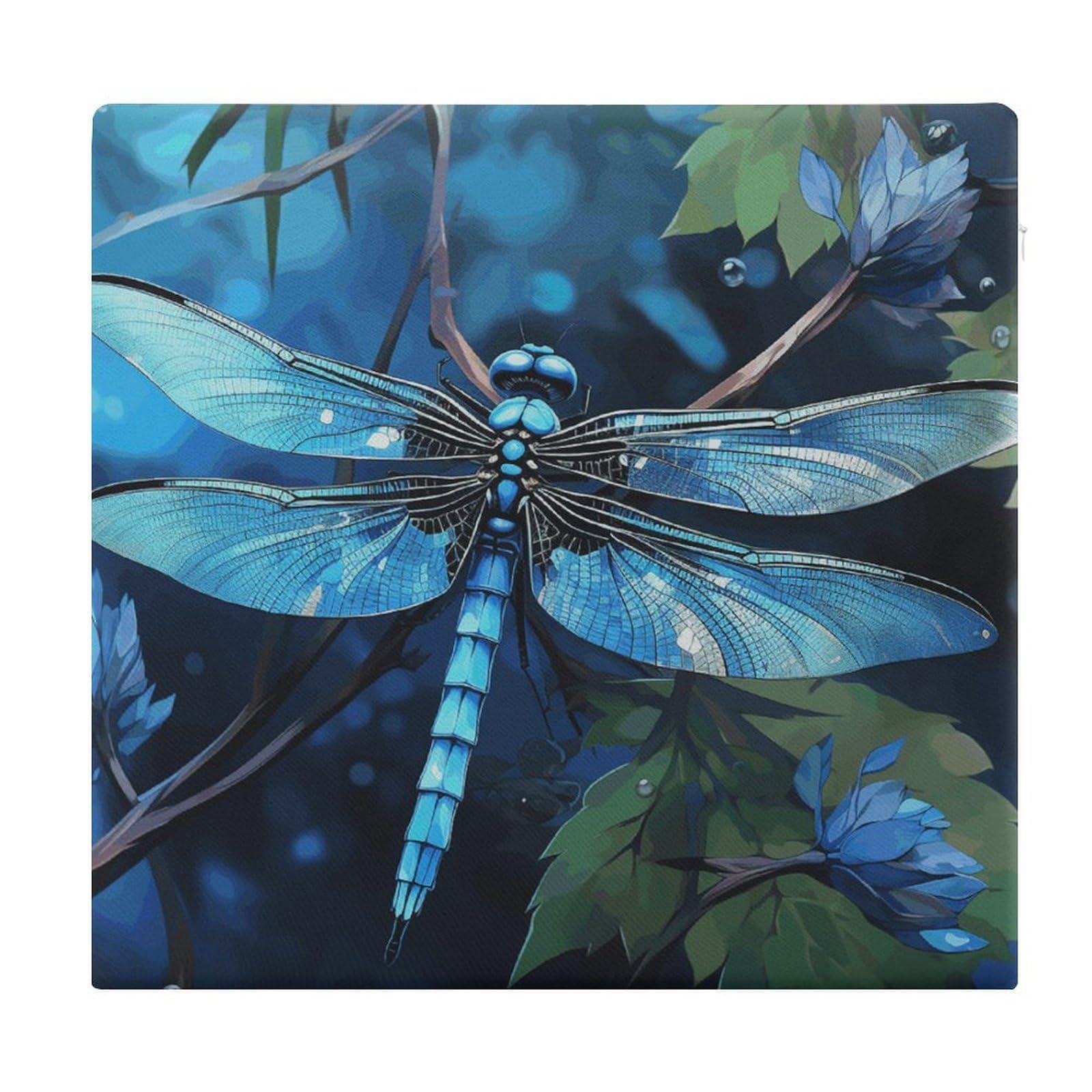 VstaDank Art Blue Dragonfly Chair Cushion for Dining Chairs Breathable Square Chair Pads Non-Slip Seat Cushions Memory Foam Pad Floor Pillow for Meditation Or Yoga 13.8”x15”