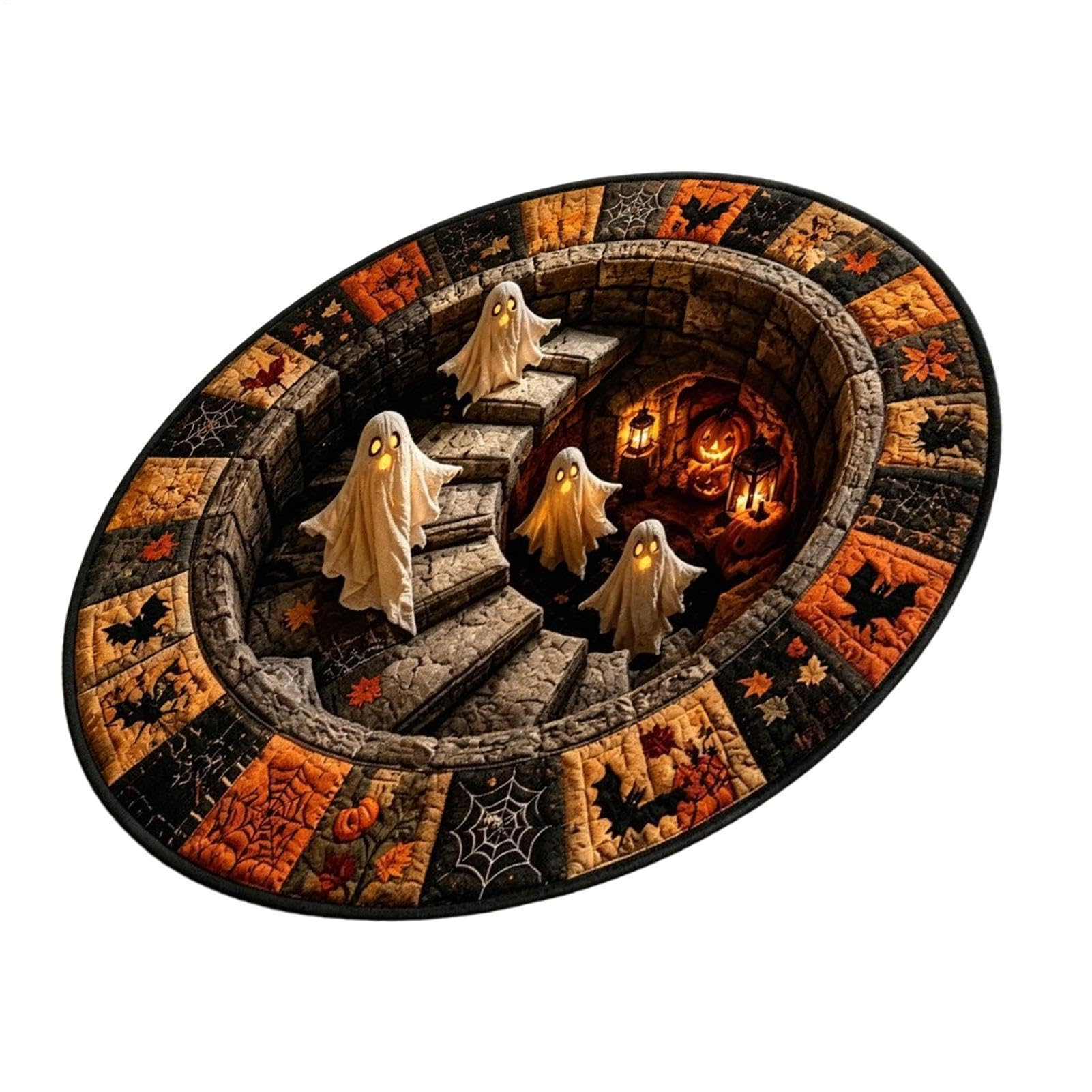 Alfombra efecto ilusión de Halloween con diseño abstracto tridimensional para interior